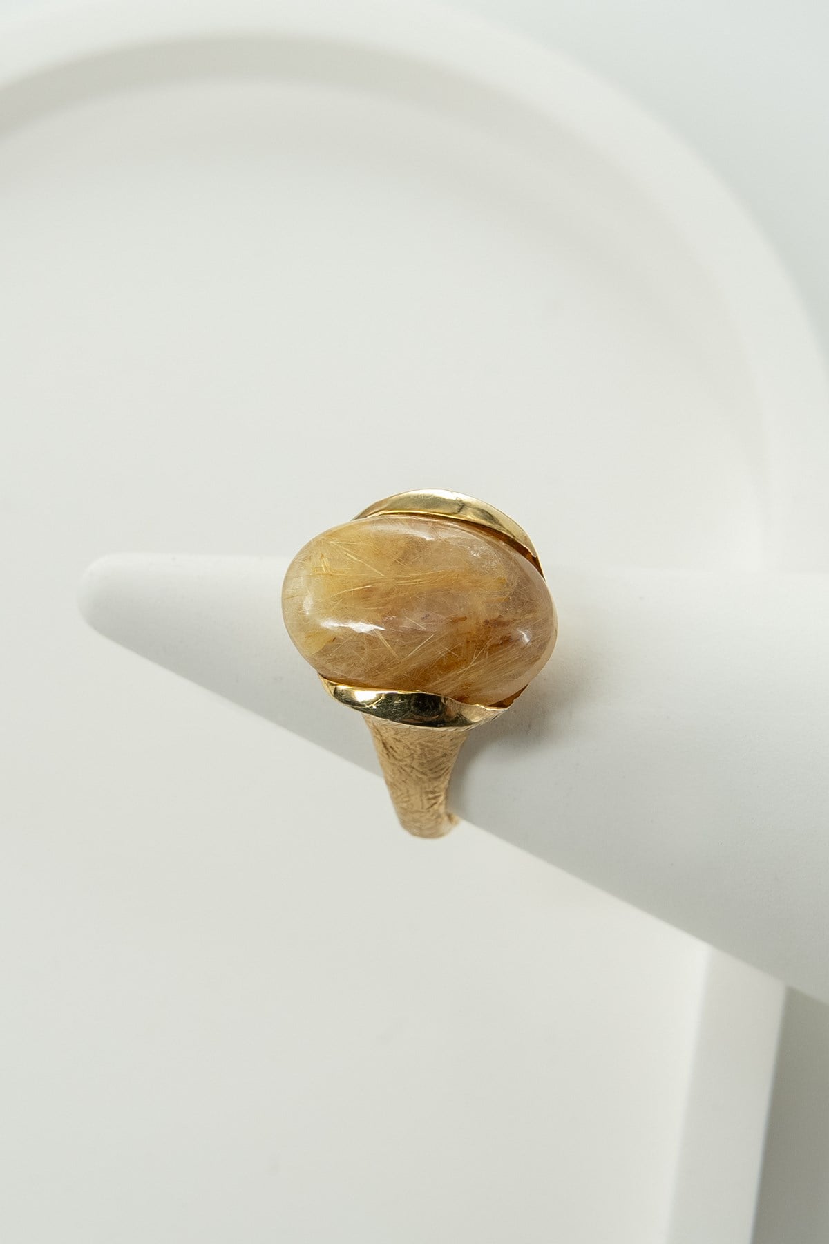Gold Rutil Quartz Taşlı Gümüş Yüzük