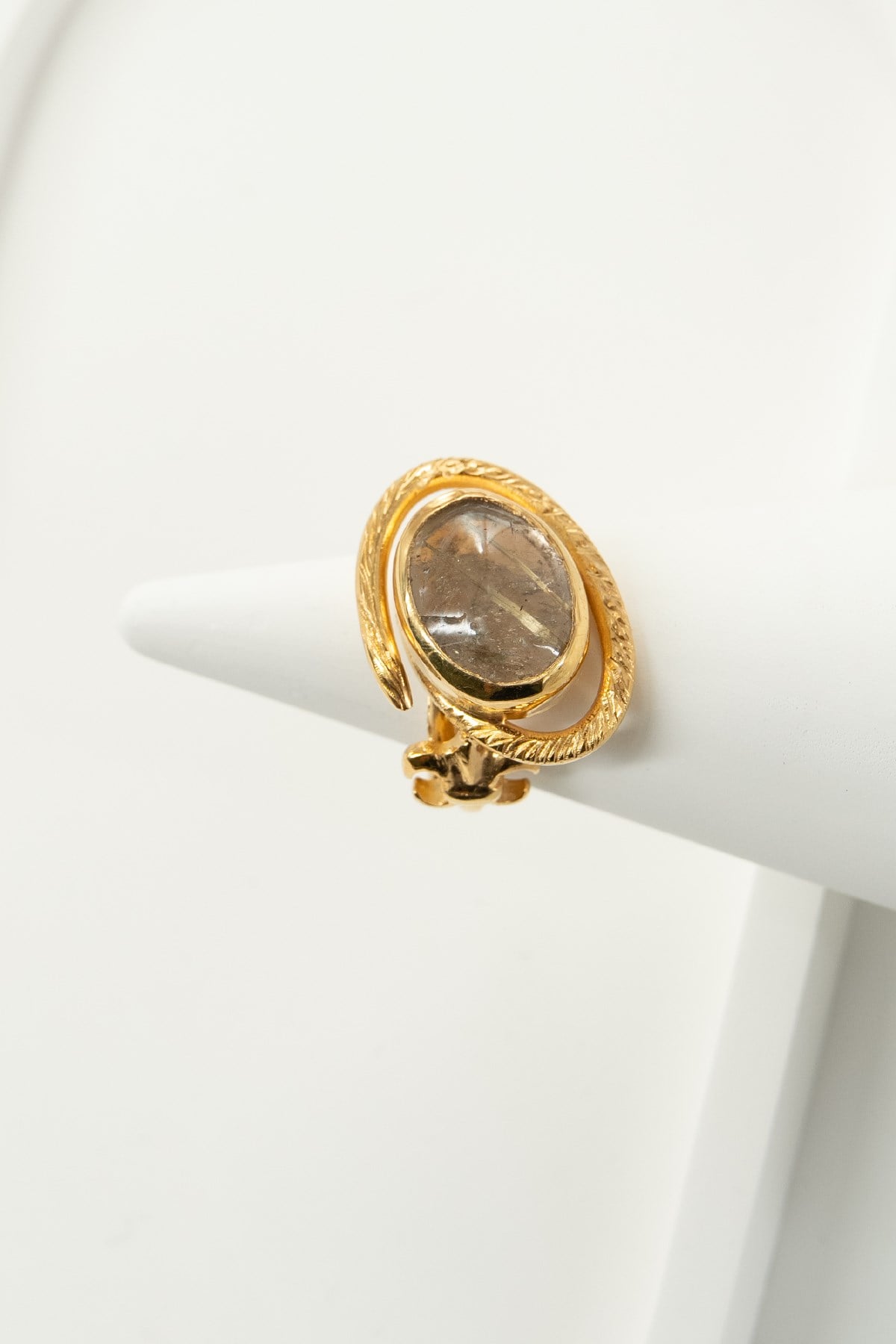 Gold Rutil Quartz Taşlı Gümüş Yüzük