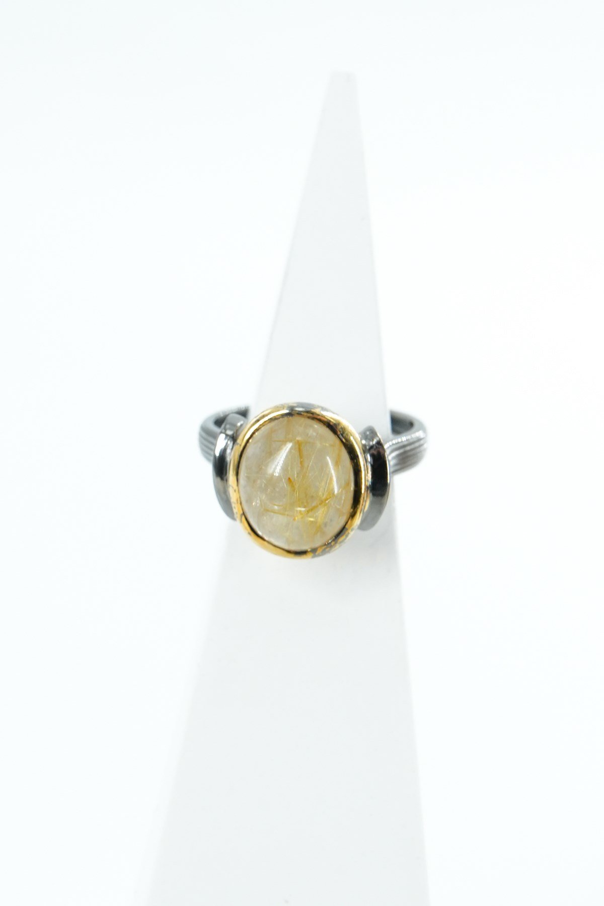 Gold Rutil Quartz Taşlı Gümüş Yüzük