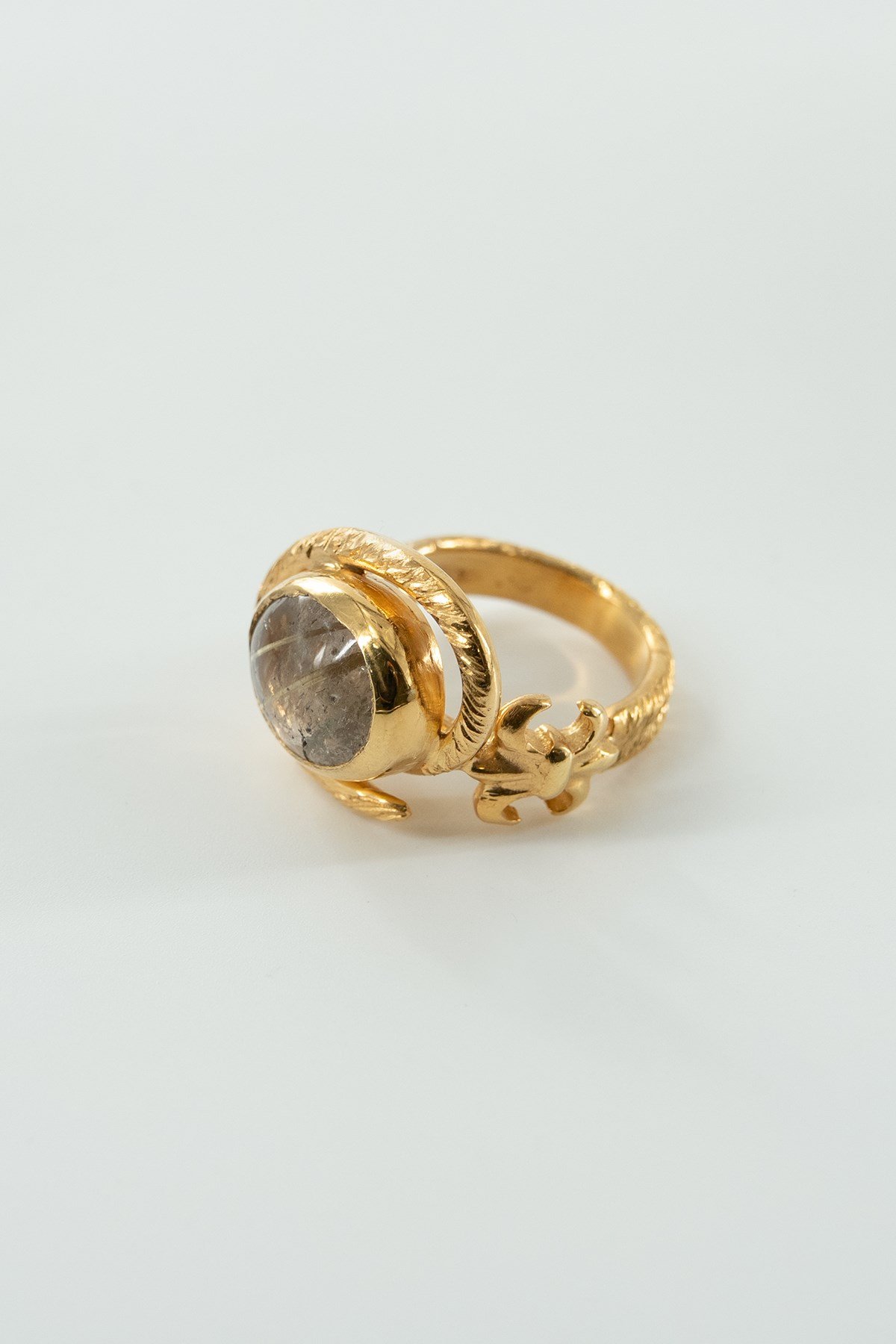 Gold Rutil Quartz Taşlı Gümüş Yüzük
