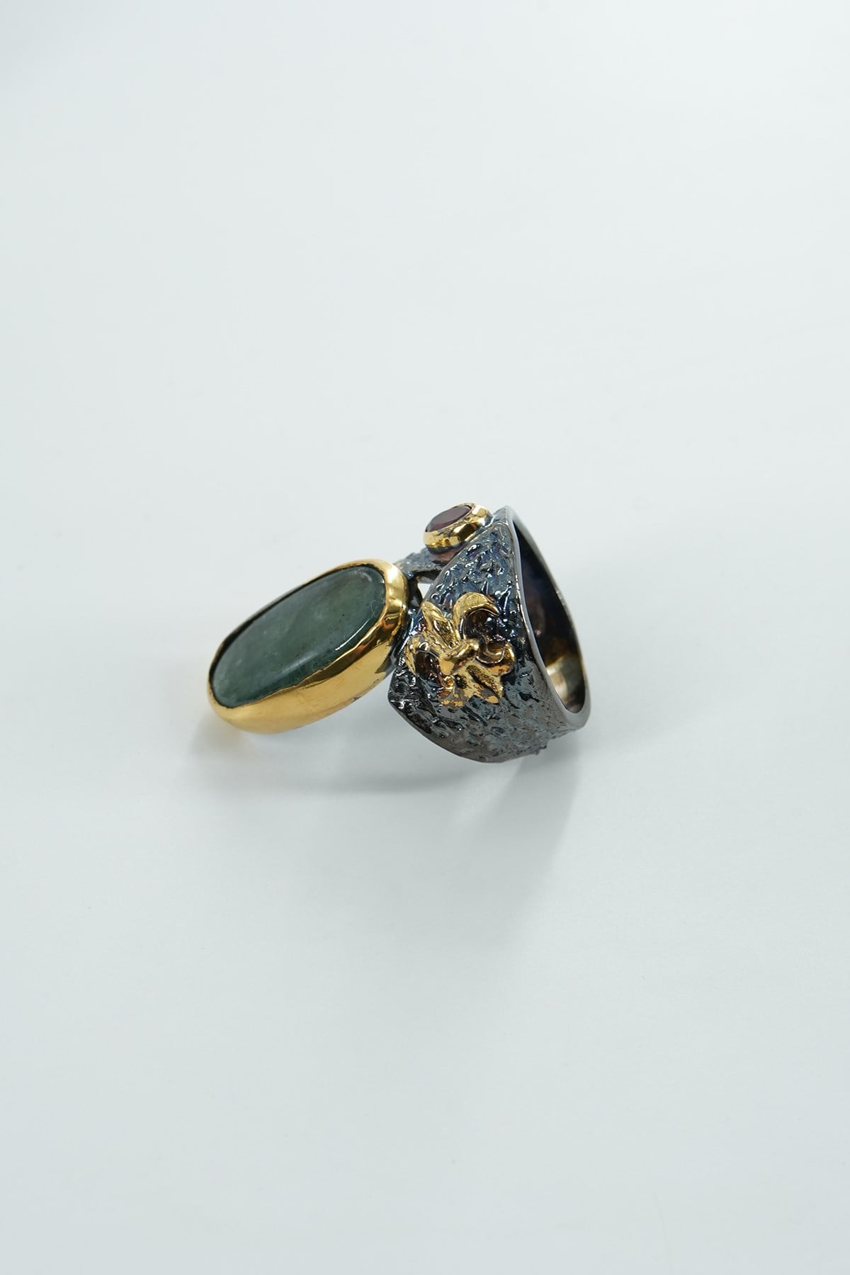 Green Kyanit & Garnet Taşlı Gümüş Yüzük