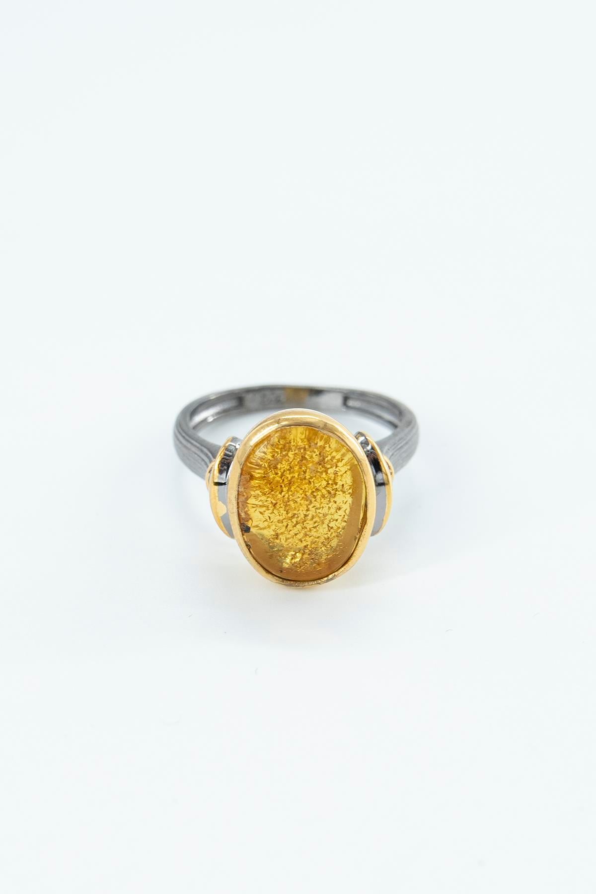 Kehribar (Amber) Taşlı Gümüş Yüzük