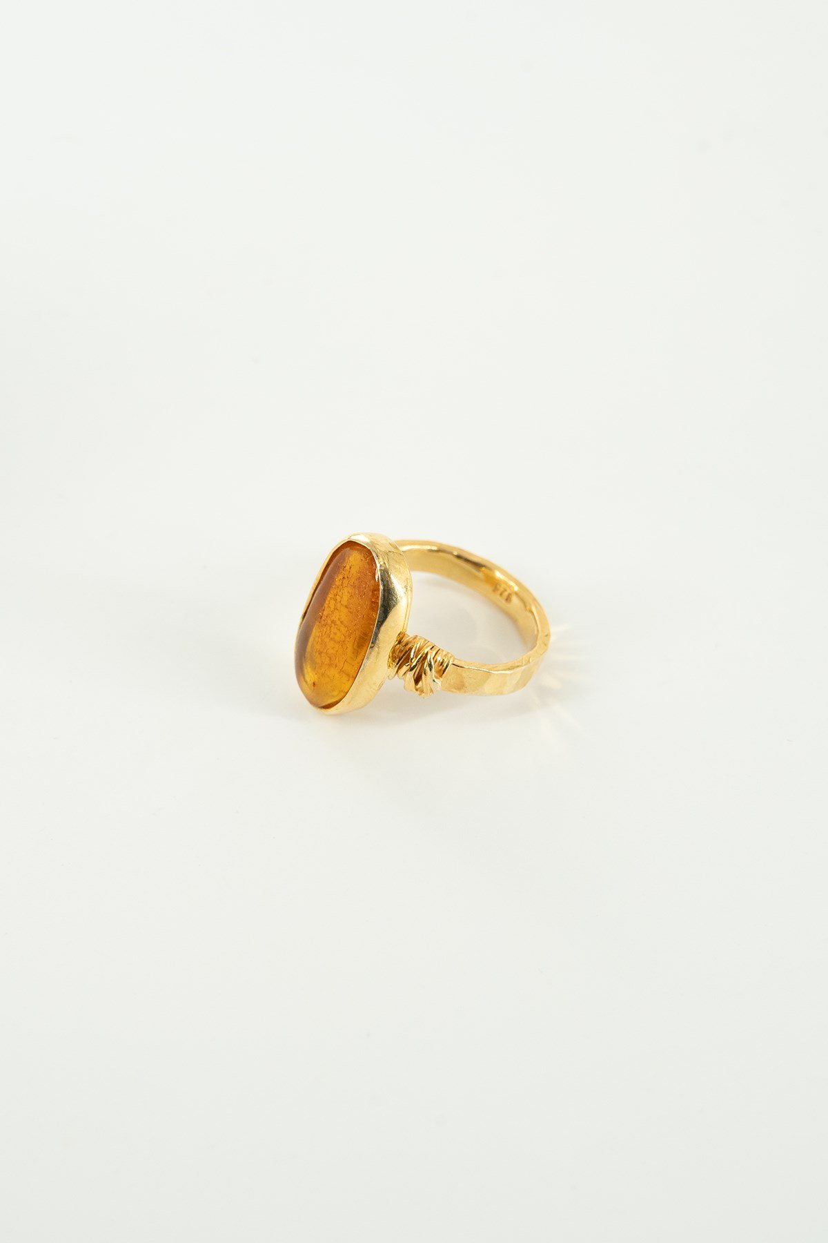 Kehribar (Amber) Taşlı Gümüş Yüzük