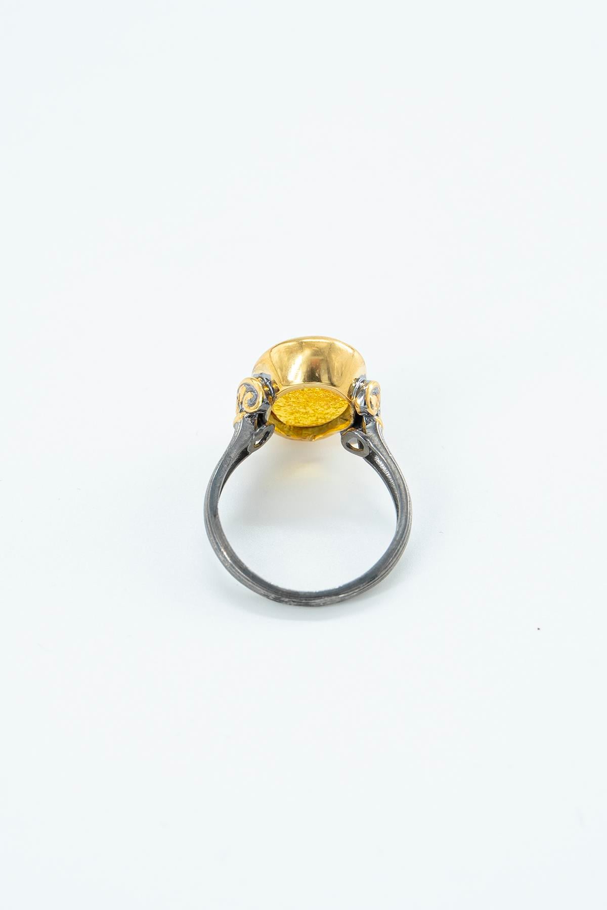 Kehribar (Amber) Taşlı Gümüş Yüzük