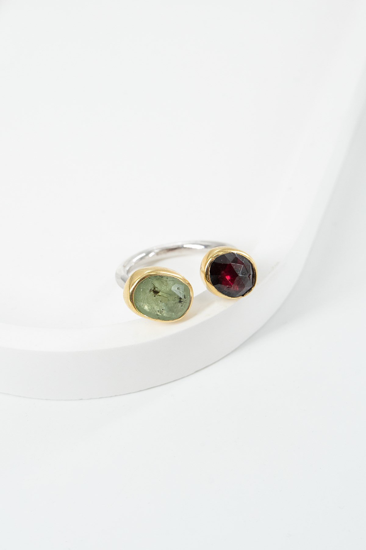 Kyanit & Garnet Taşlı Gümüş Yüzük