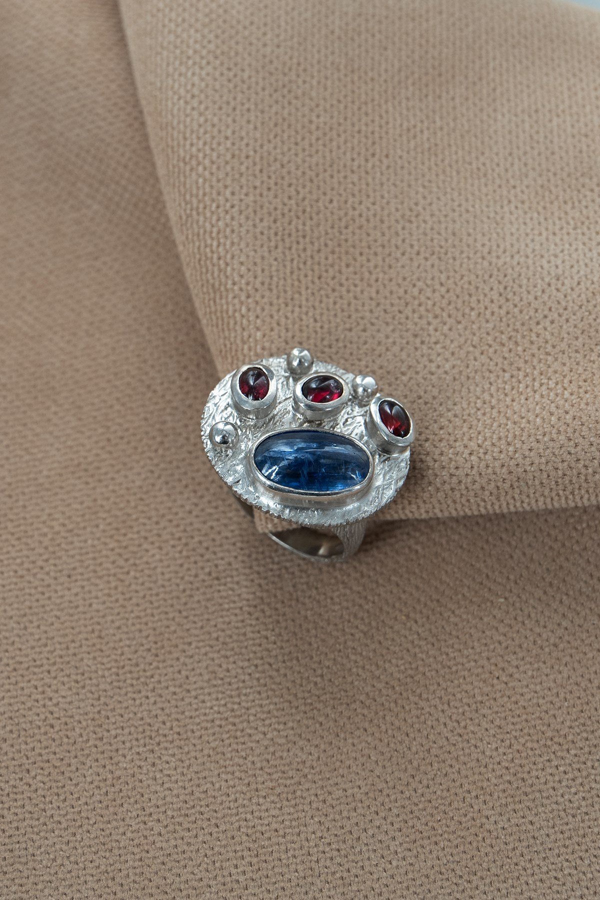 Kyanit & Garnet Taşlı Gümüş Yüzük