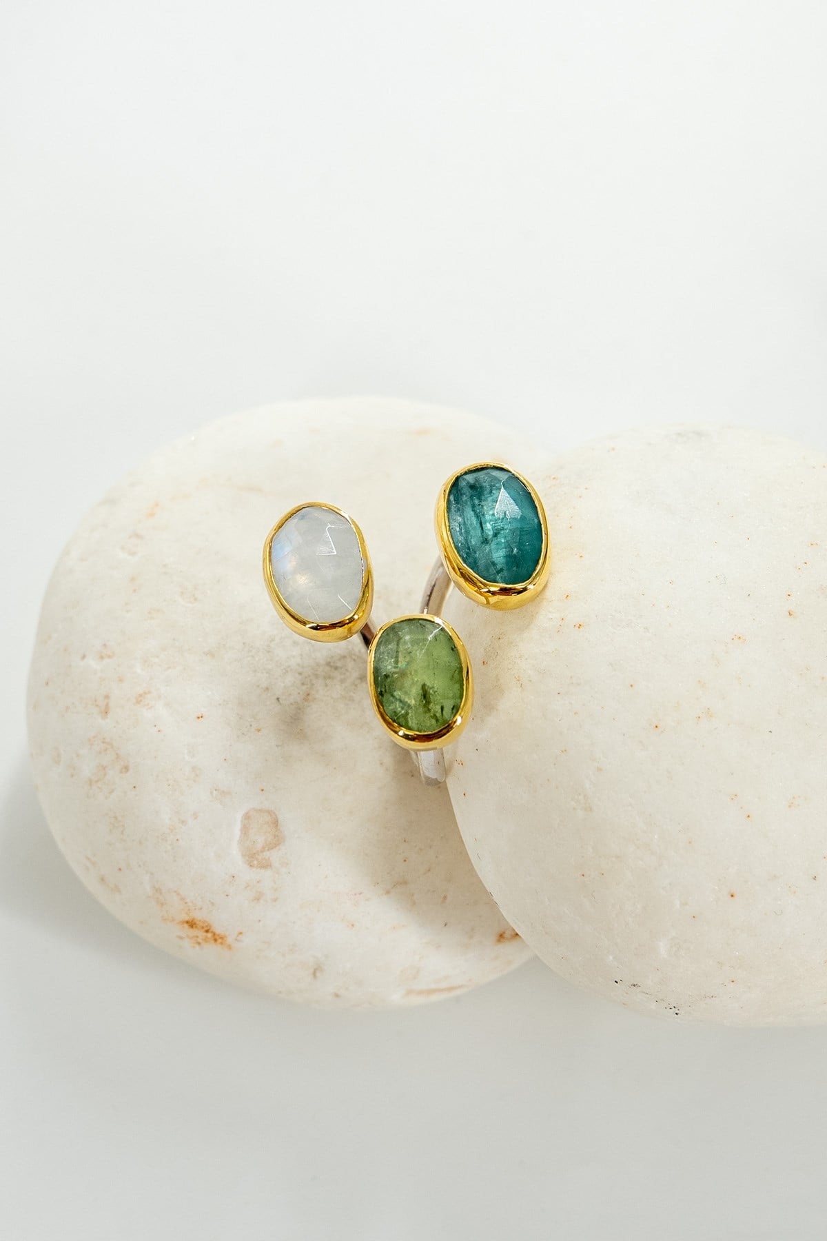 Kyanit, Moonstone Taşlı Gümüş Yüzük