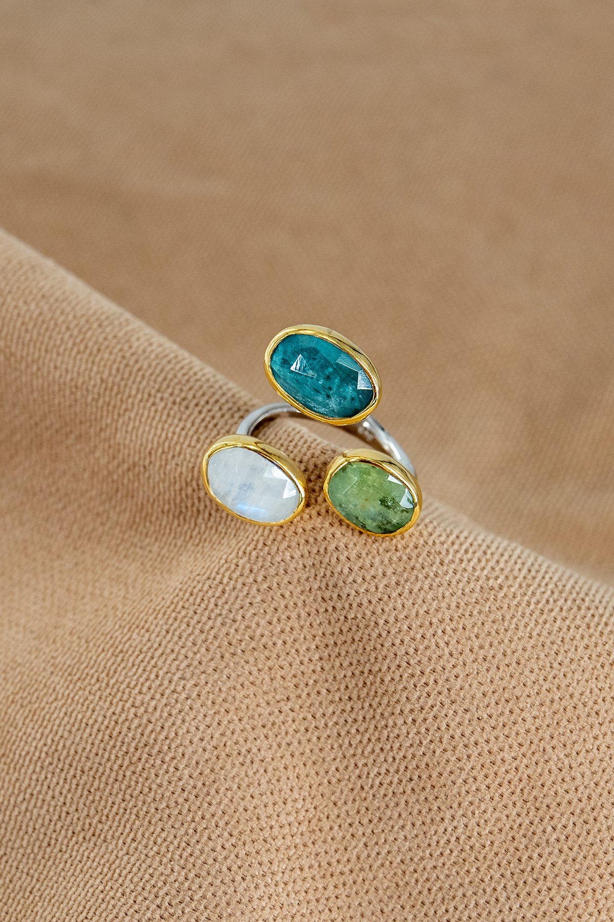 Kyanit, Moonstone Taşlı Gümüş Yüzük