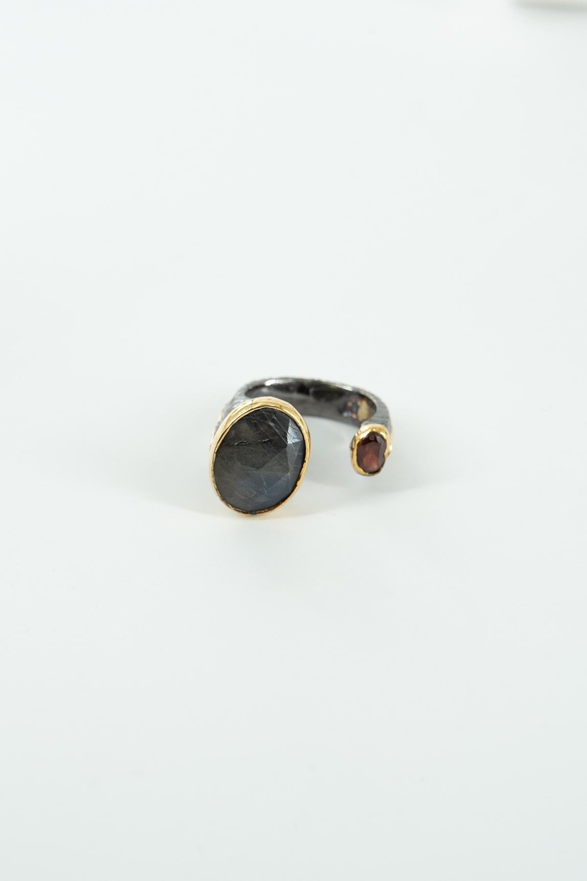 Labradorit & Garnet Taşlı Gümüş Yüzük
