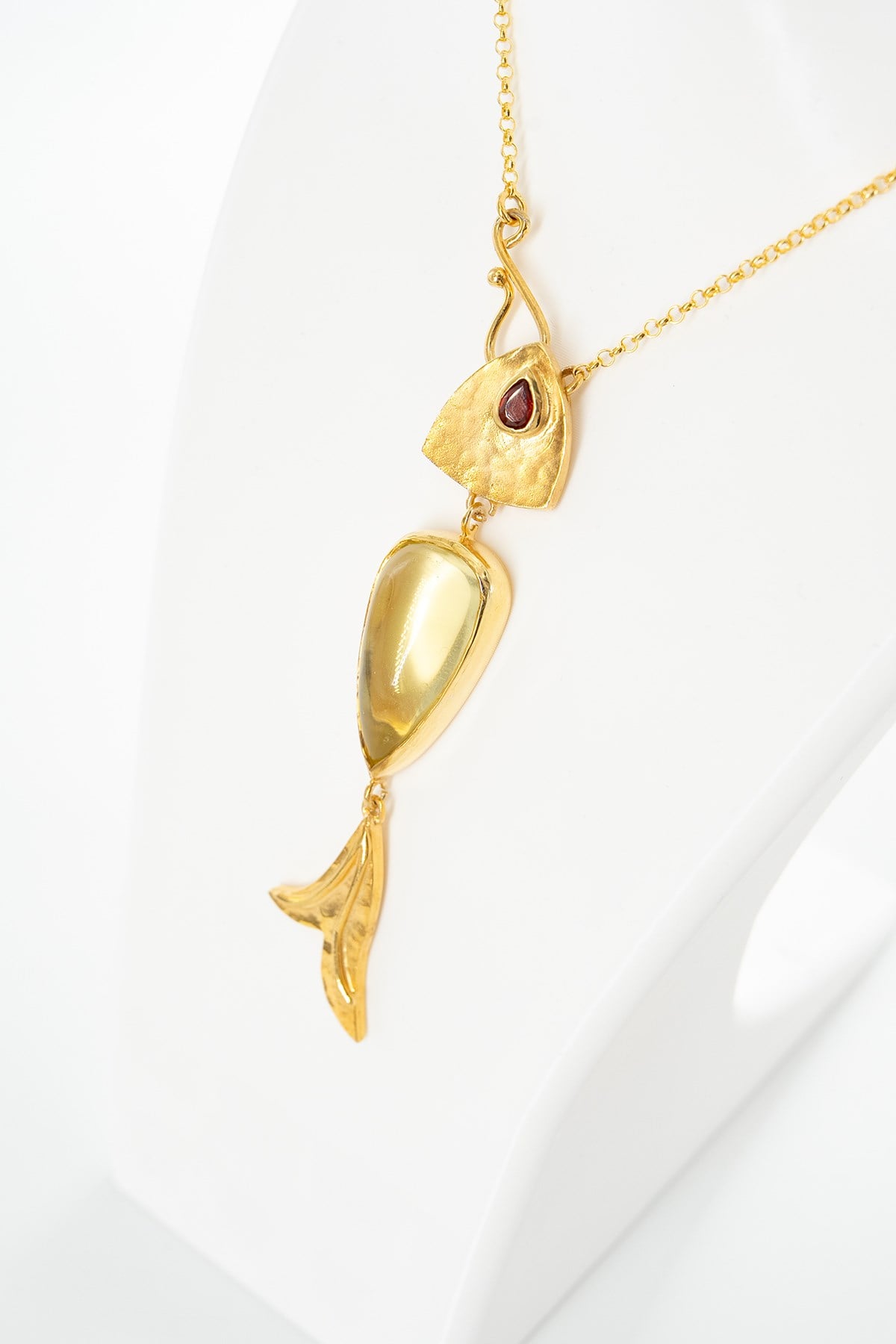 Lime Quartz Taşlı Gümüş Kolye