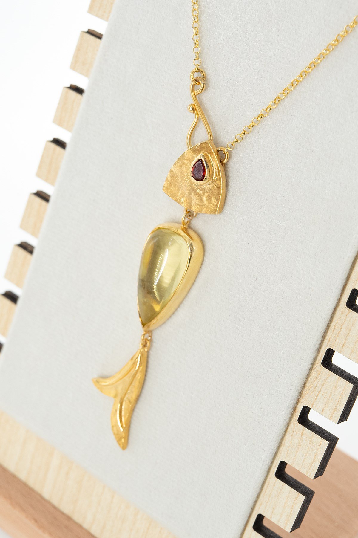 Lime Quartz Taşlı Gümüş Kolye