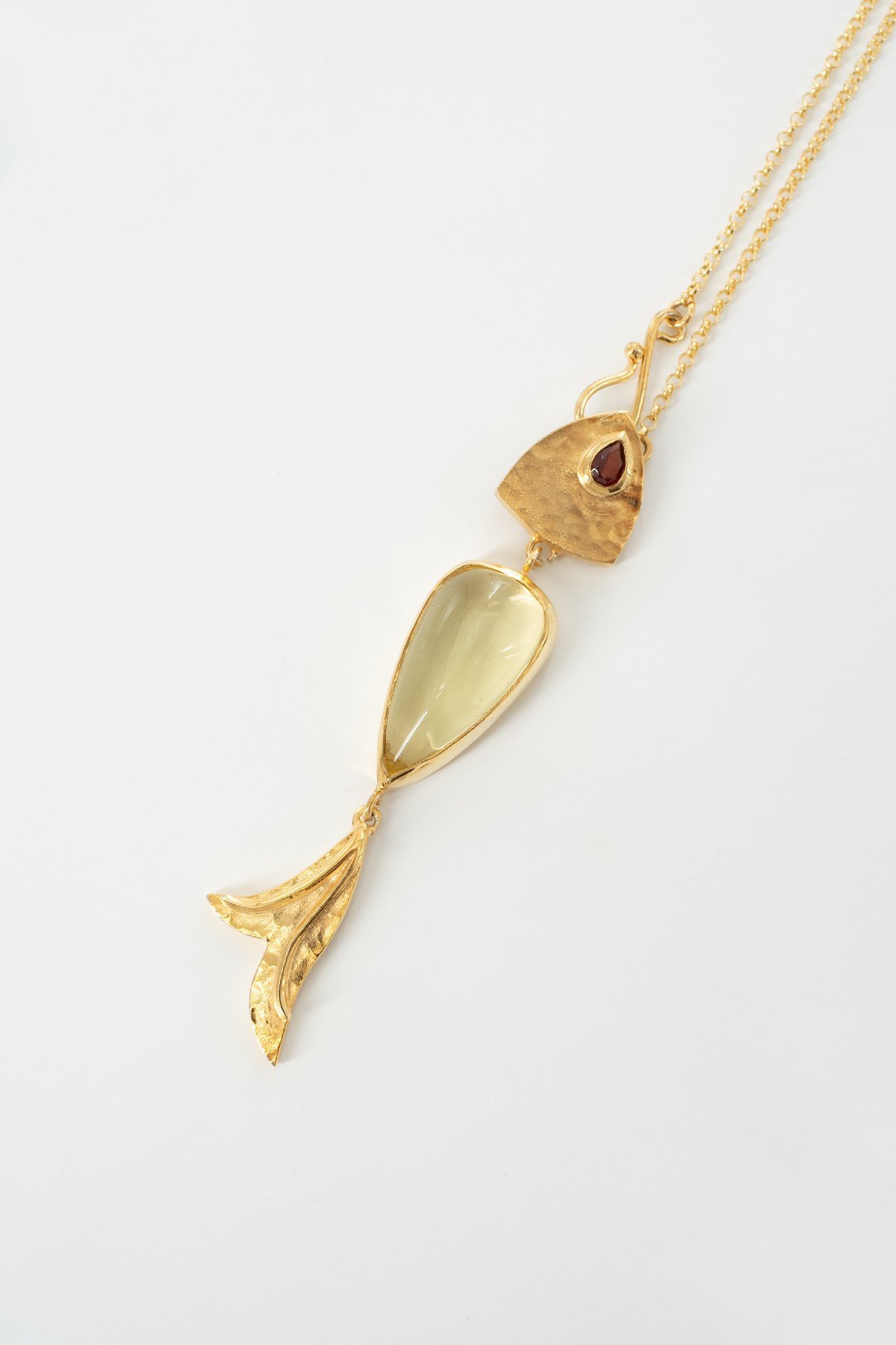 Lime Quartz Taşlı Gümüş Kolye