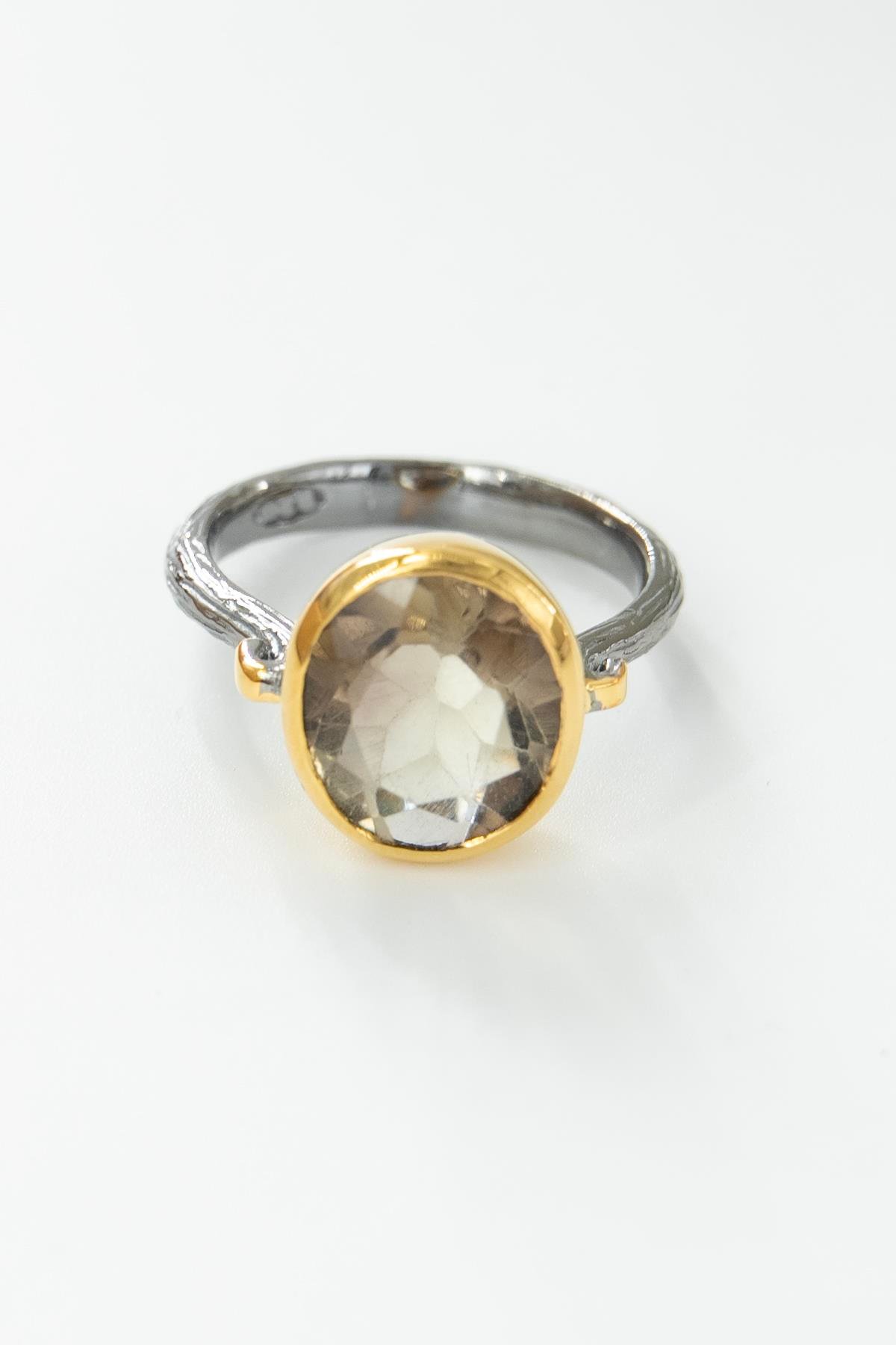 Lime Quartz Taşlı Gümüş Yüzük