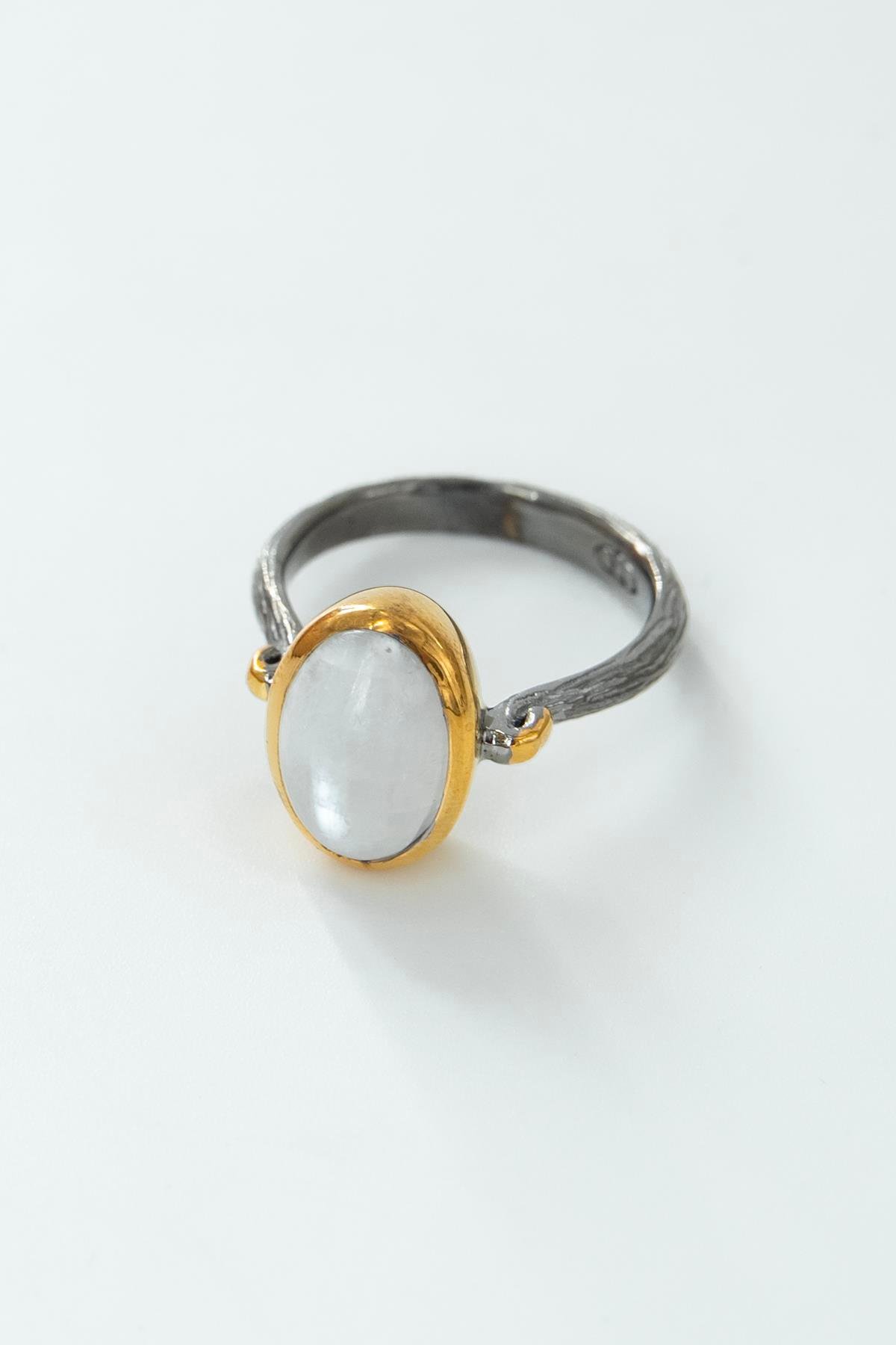 Moon Stone Taşlı Gümüş Yüzük 