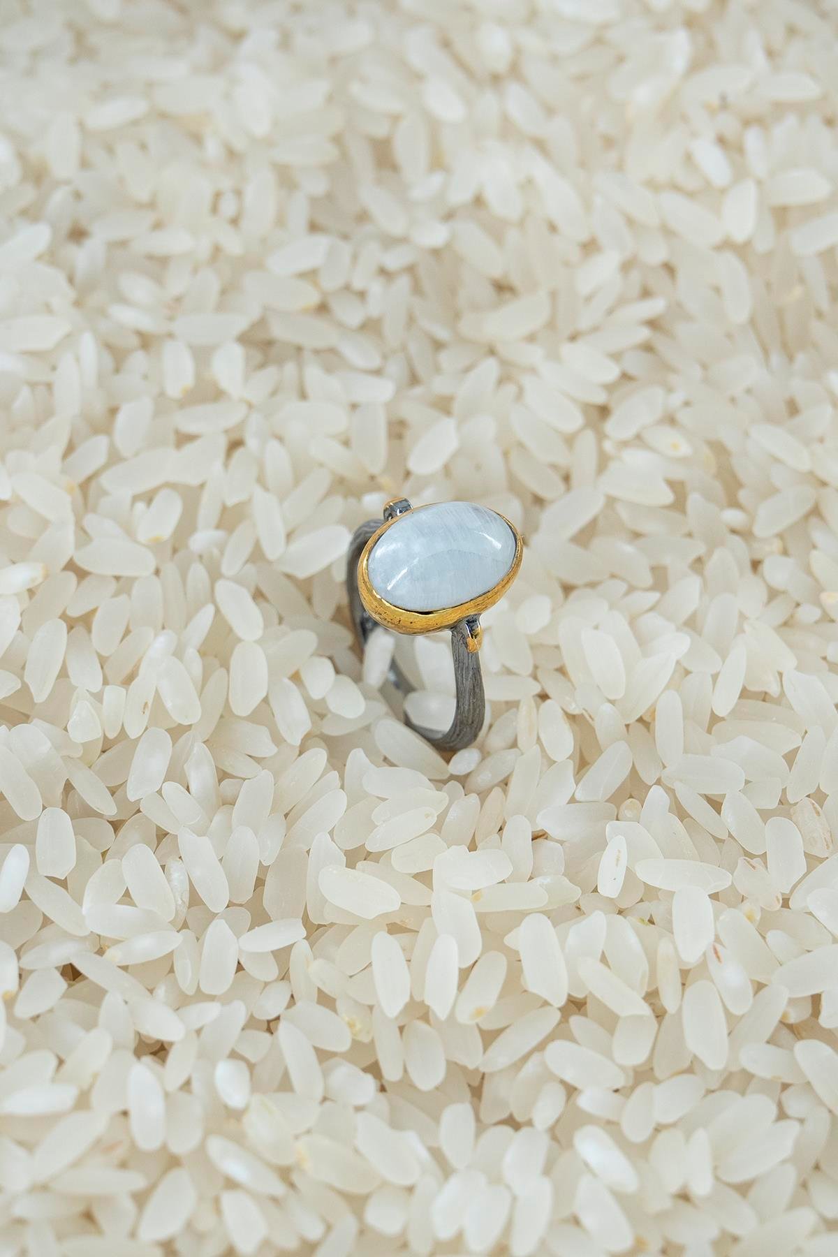 Moon Stone Taşlı Gümüş Yüzük 3.90 gr