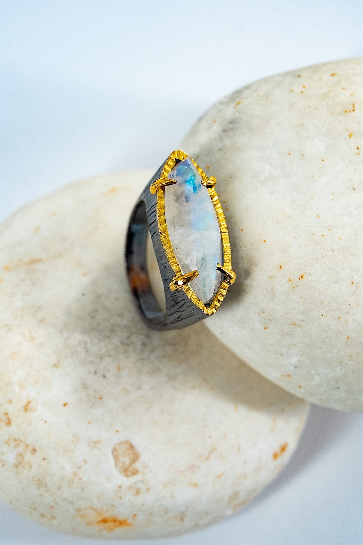 Moonstone (Ay Taşı) Taşlı Tasarım Yüzük