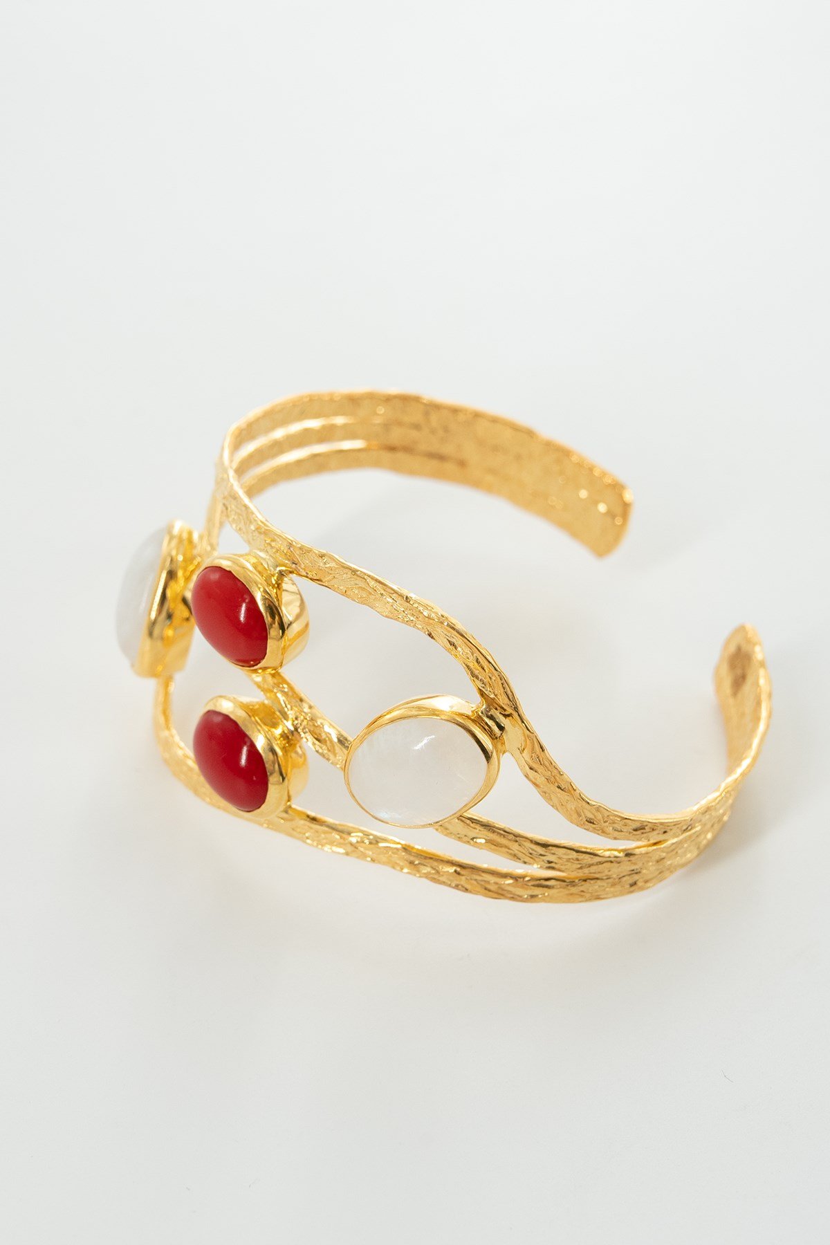 Moonstone & Coral Gümüş Bileklik