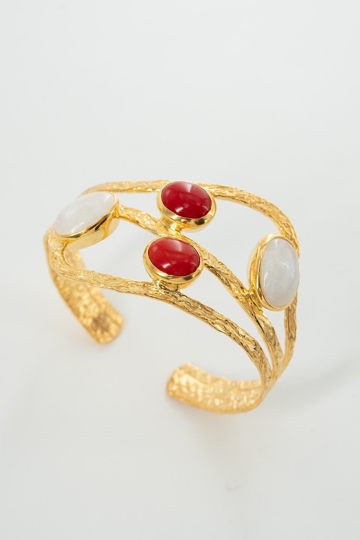 Moonstone & Coral Gümüş Bileklik