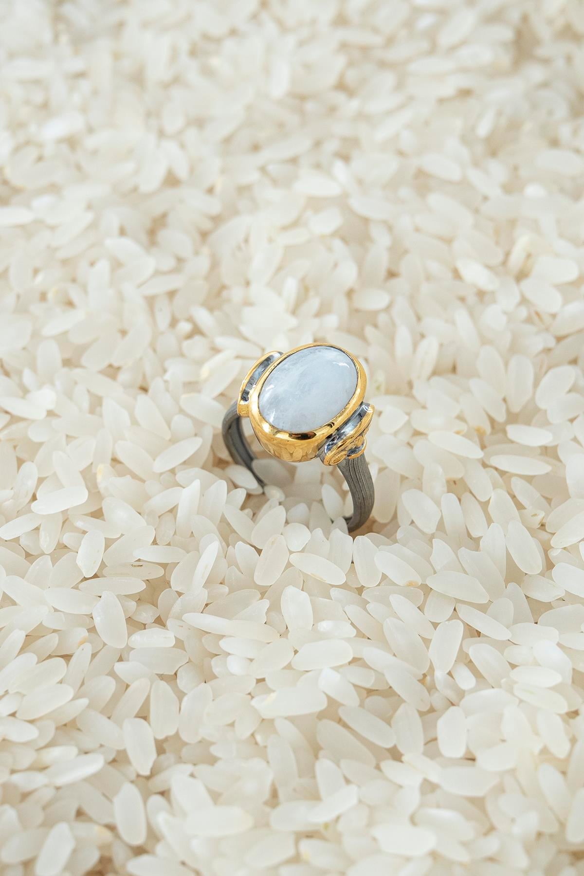 Moonstone Taşlı Gümüş Yüzük