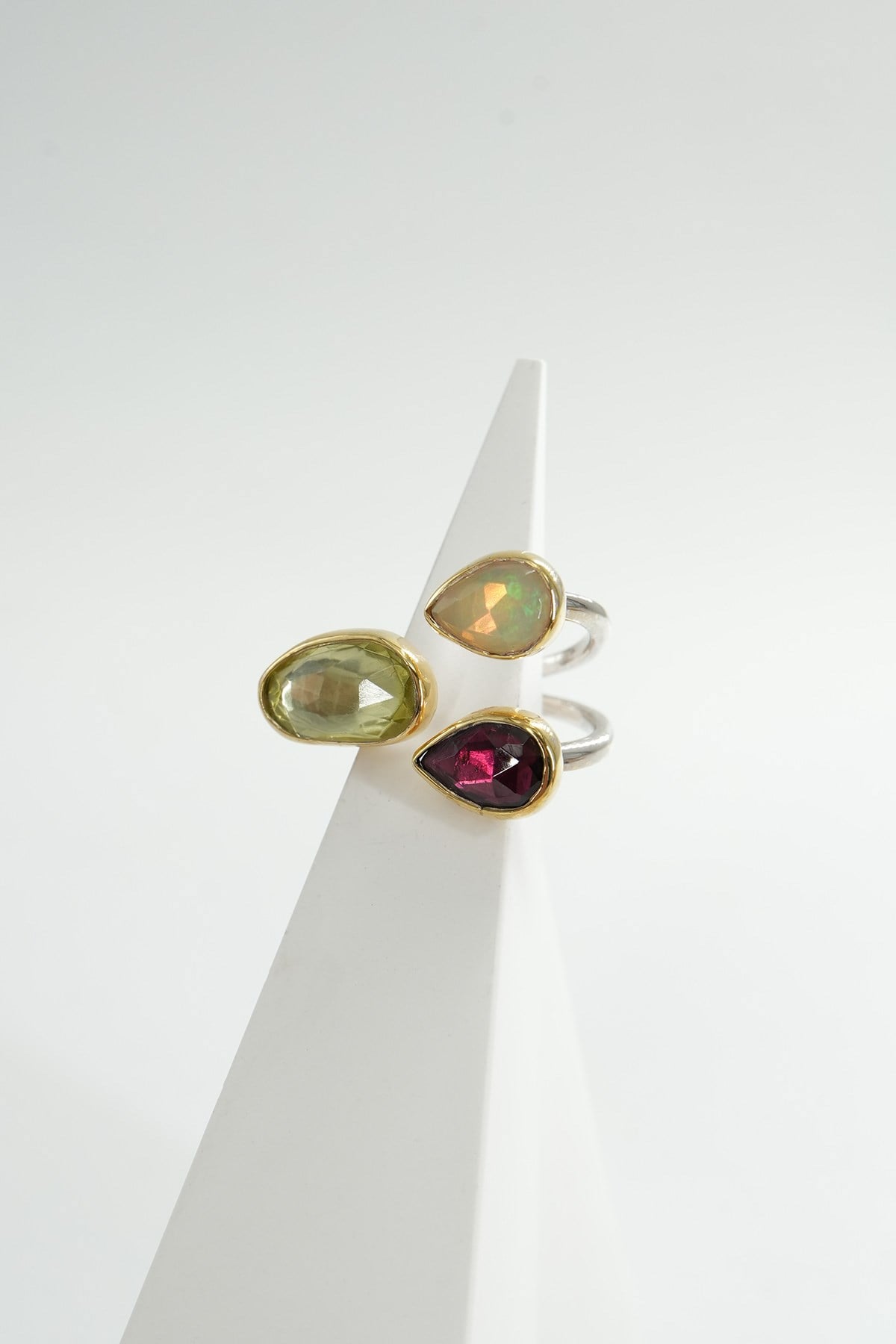Opal, Garnet & Lime Stone Taşlı Gümüş Yüzük 