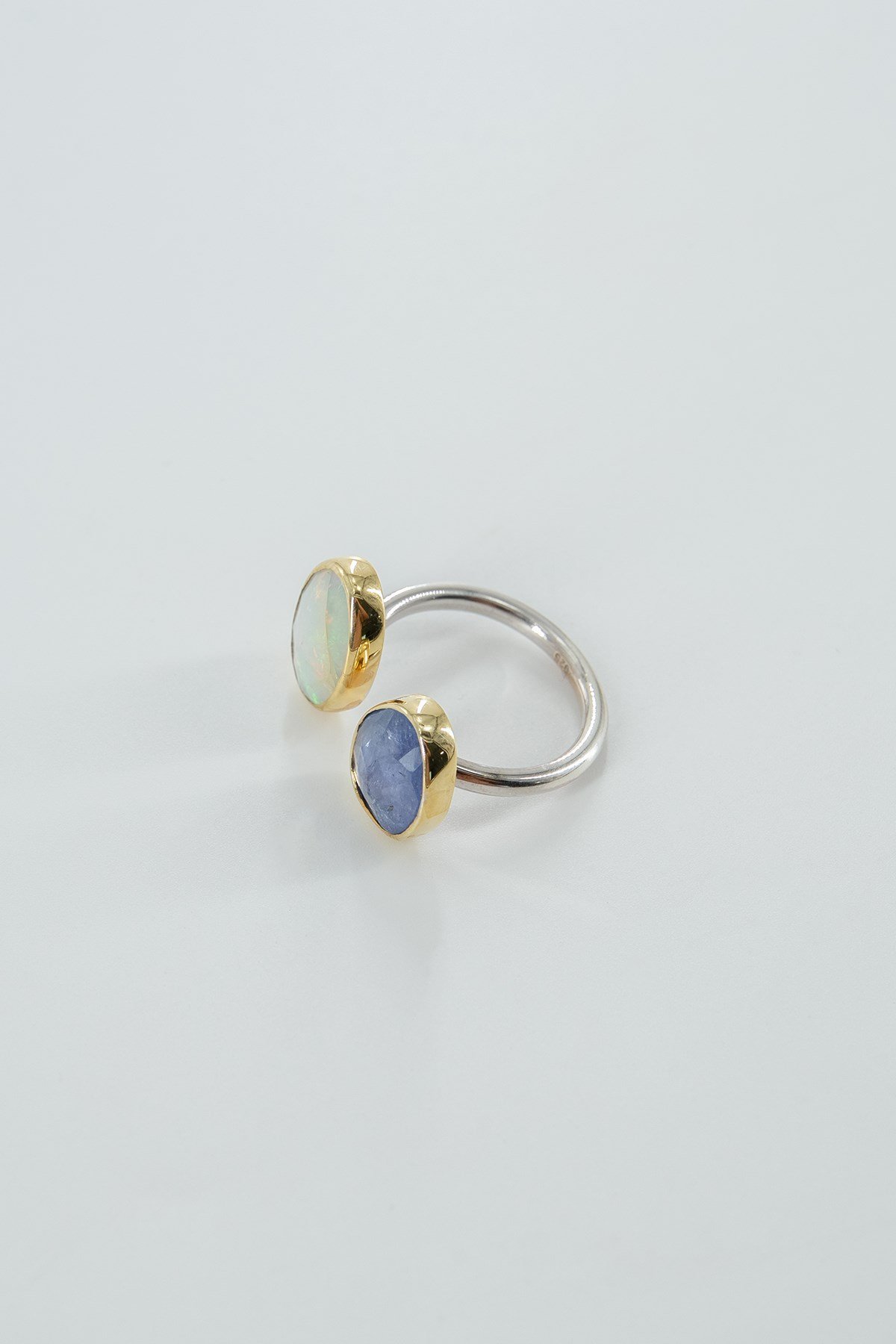 Opal & Tanzanit Taşlı Gümüş Yüzük