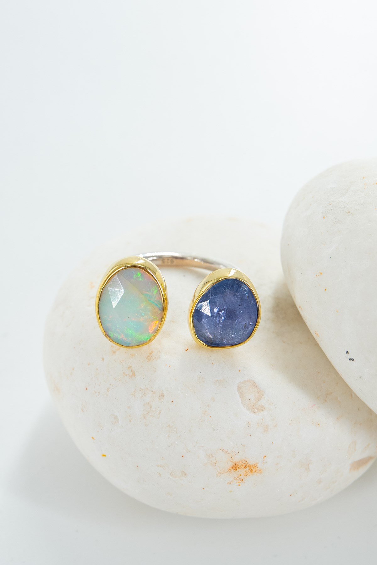 Opal & Tanzanit Taşlı Gümüş Yüzük