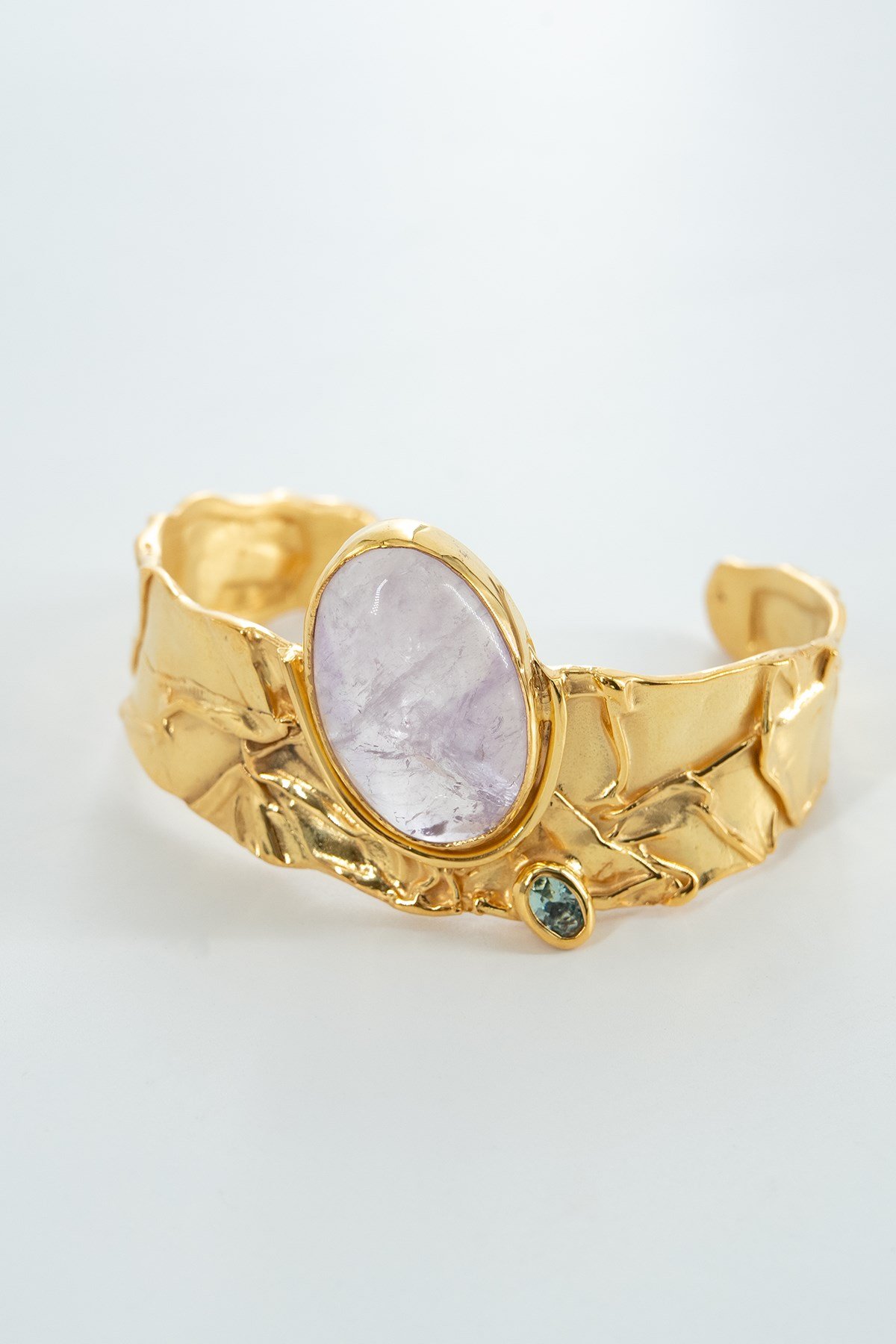 Pembe Kuvars (Pink Quartz) & Akuamarin Taşlı Gümüş Bileklik