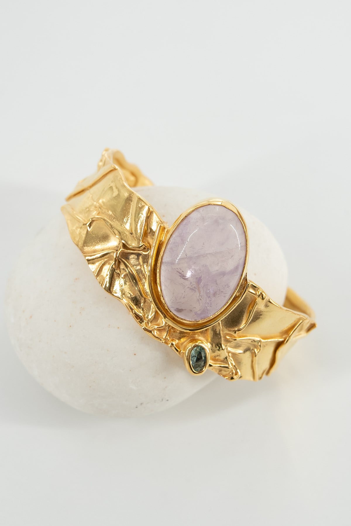 Pembe Kuvars (Pink Quartz) & Akuamarin Taşlı Gümüş Bileklik