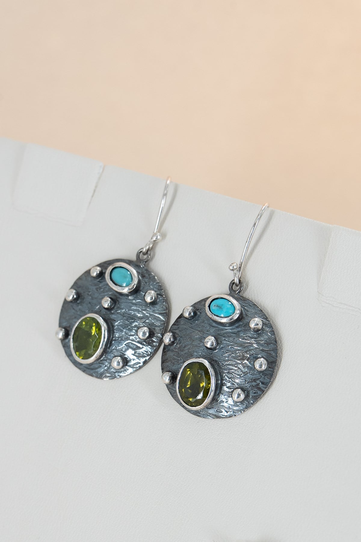 Peridot & Firuze Gümüş Küpe