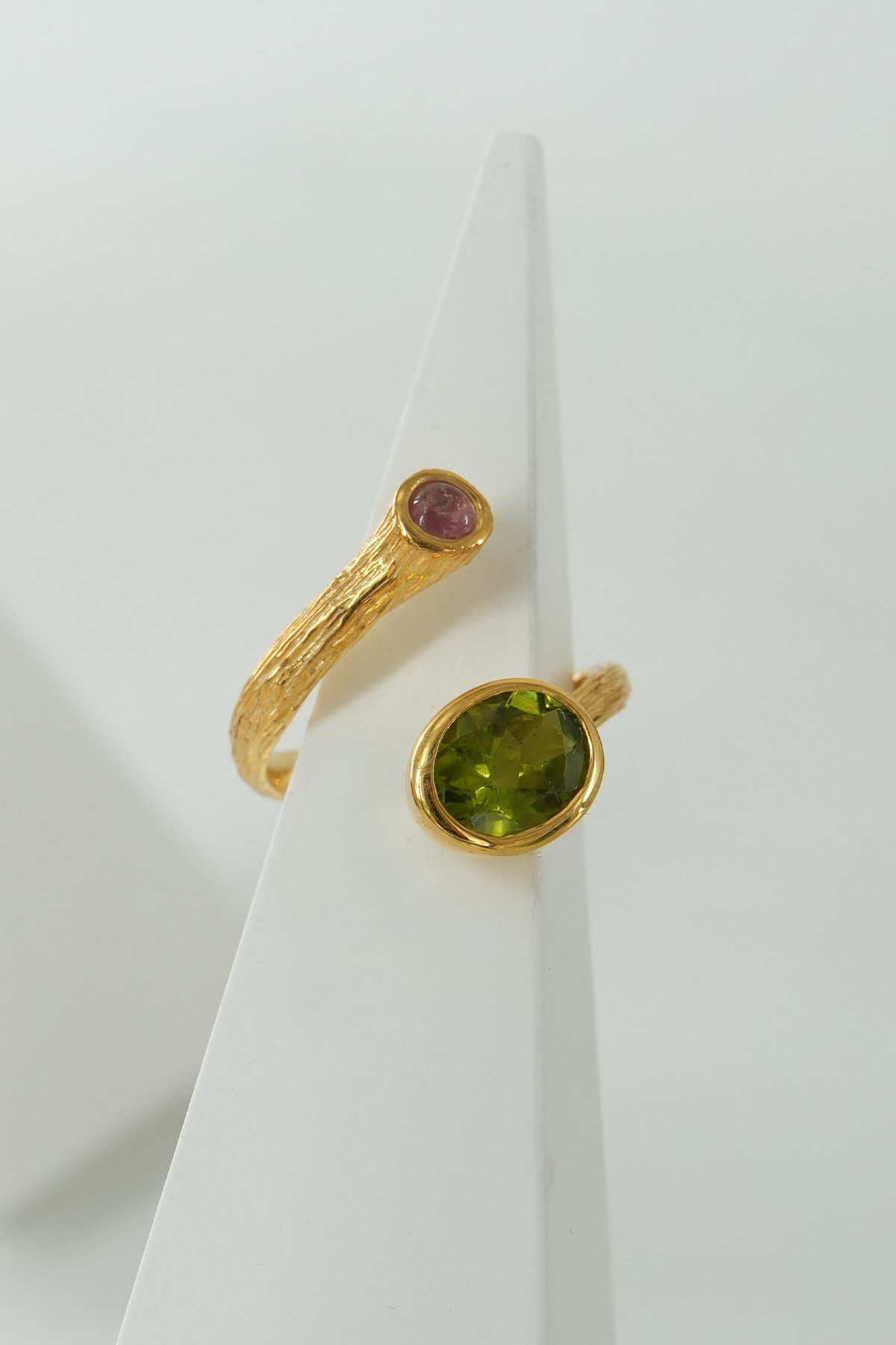 Peridot & Turmalin Taşlı Gümüş Yüzük