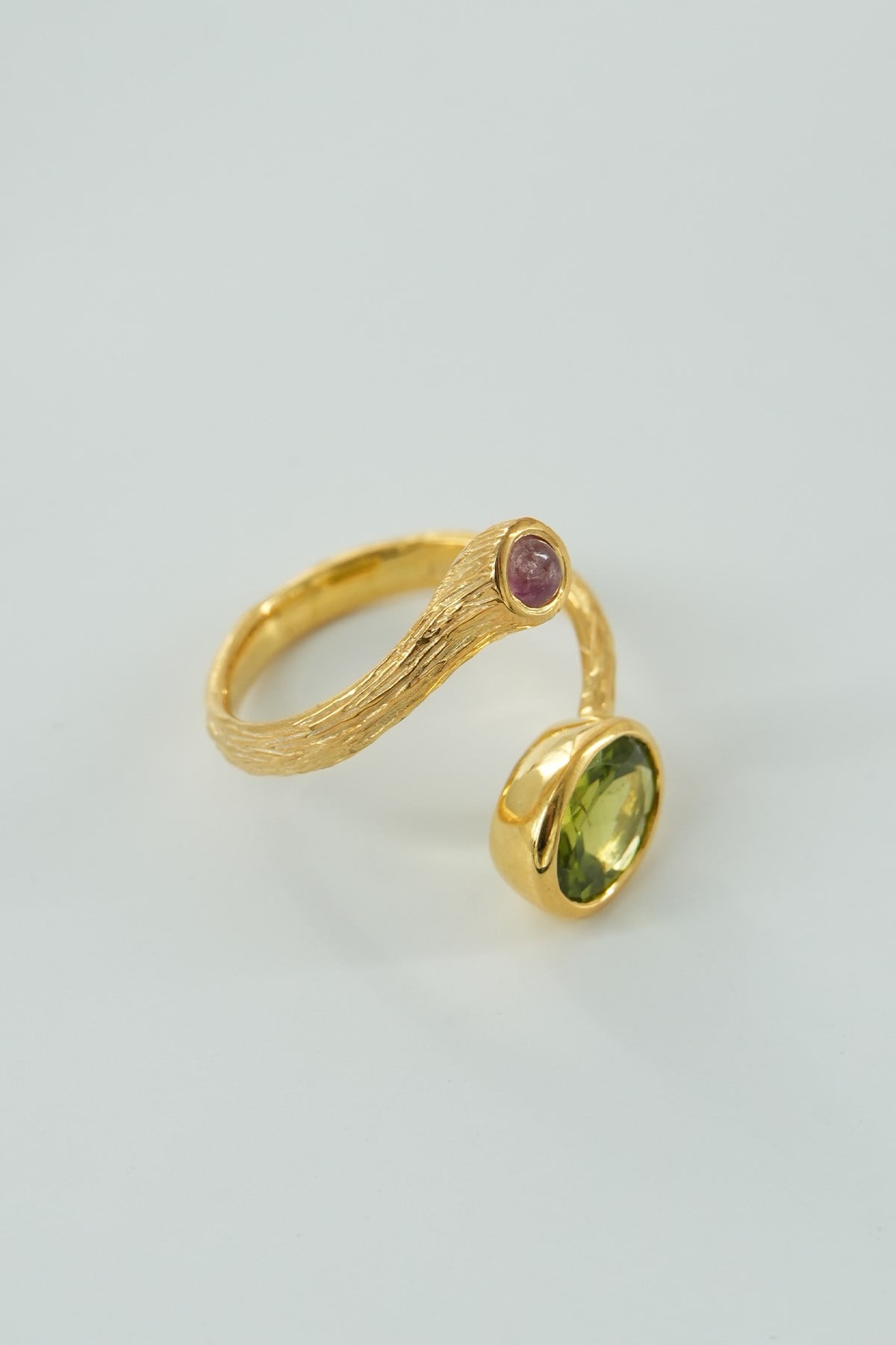 Peridot & Turmalin Taşlı Gümüş Yüzük