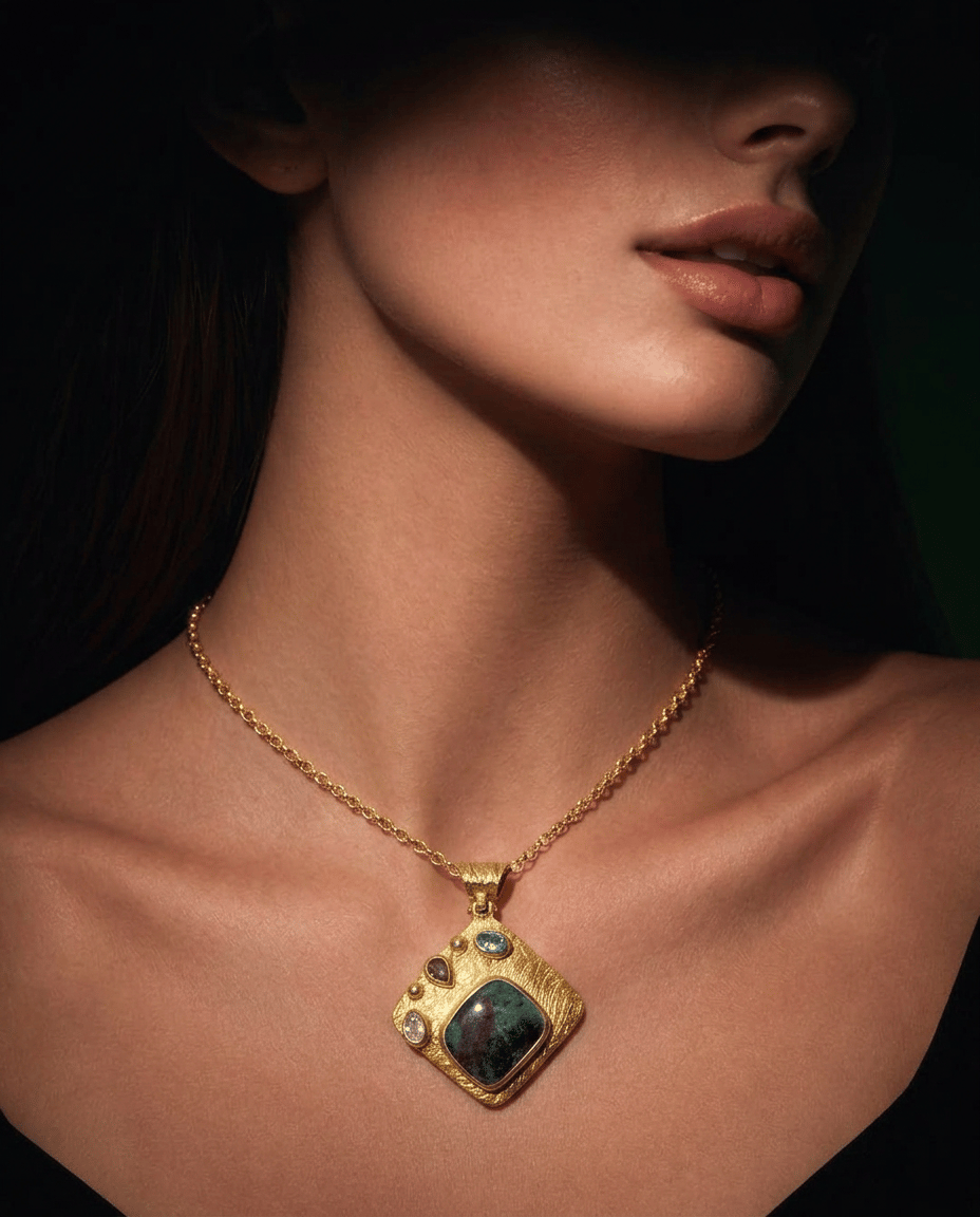Rubizoisite con Pietra Argento Collana