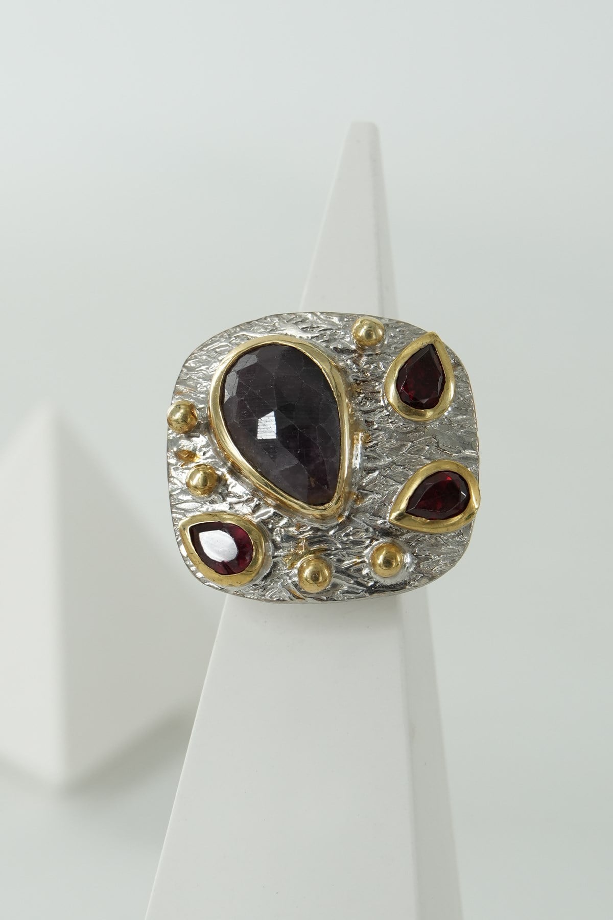 Ruby & Garnet Taşlı Gümüş Yüzük