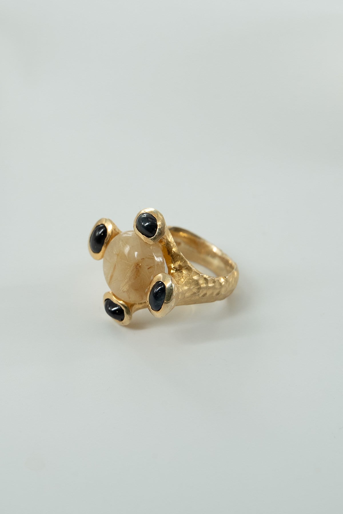 Rutil Quartz & Safir Taşlı Gümüş Yüzük