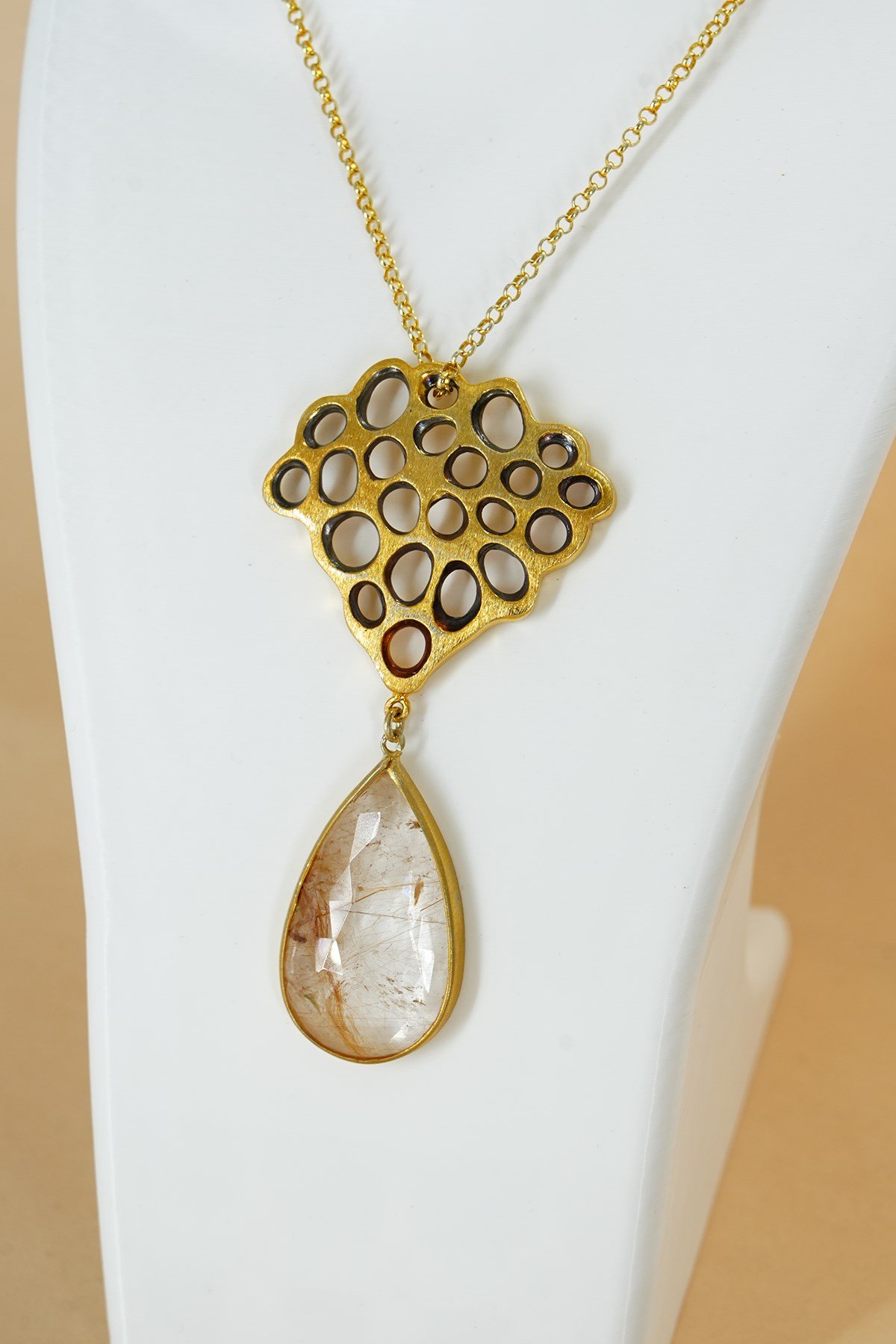 Rutil Quartz Taşlı Gümüş Kolye