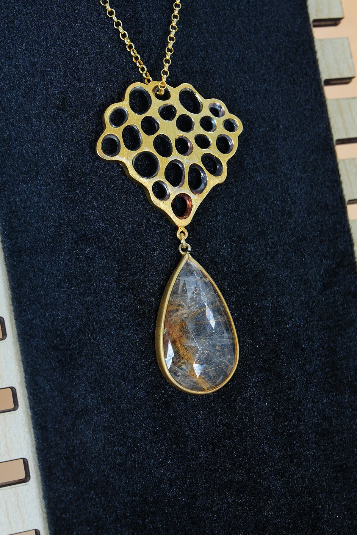 Rutil Quartz Taşlı Gümüş Kolye