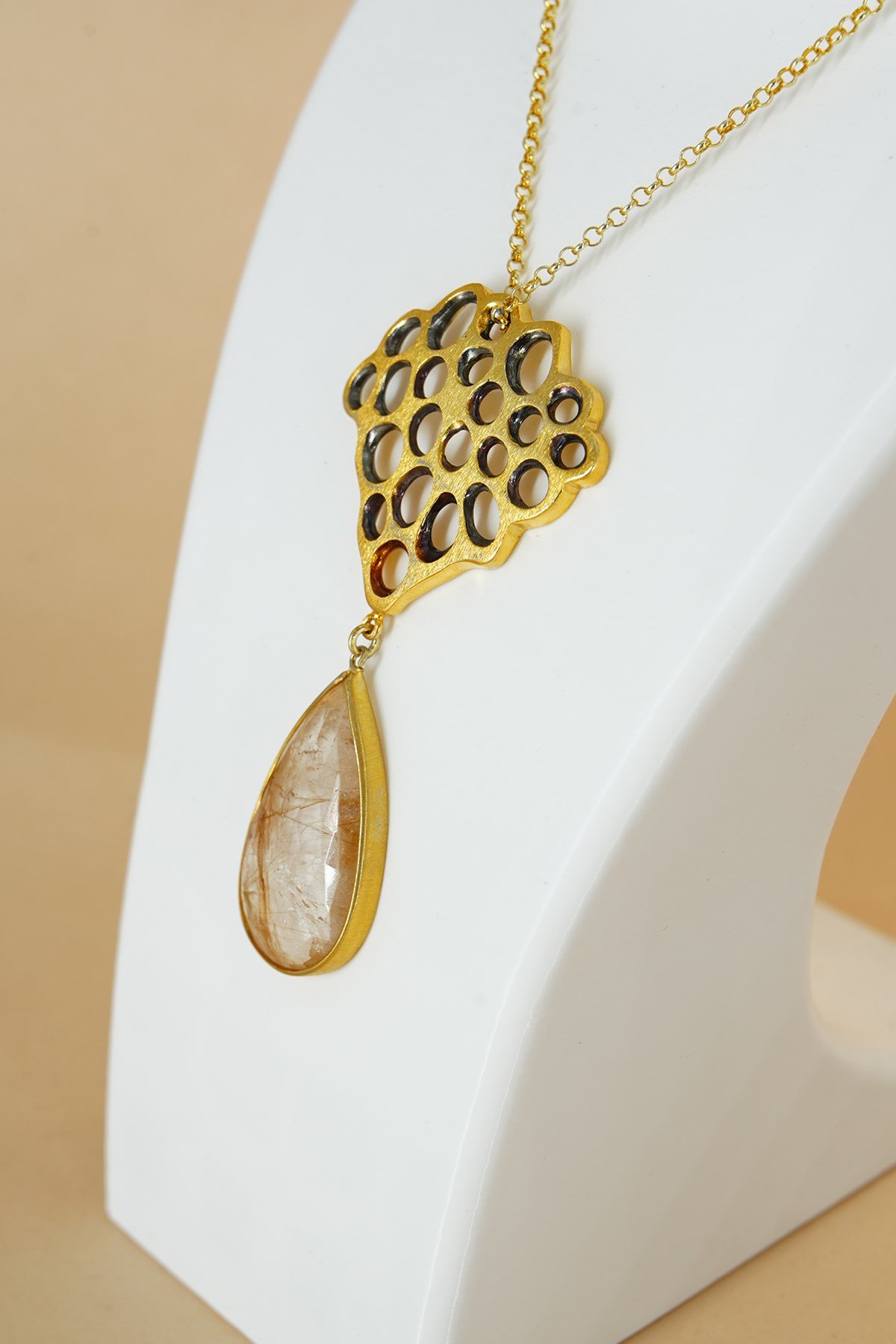 Rutil Quartz Taşlı Gümüş Kolye