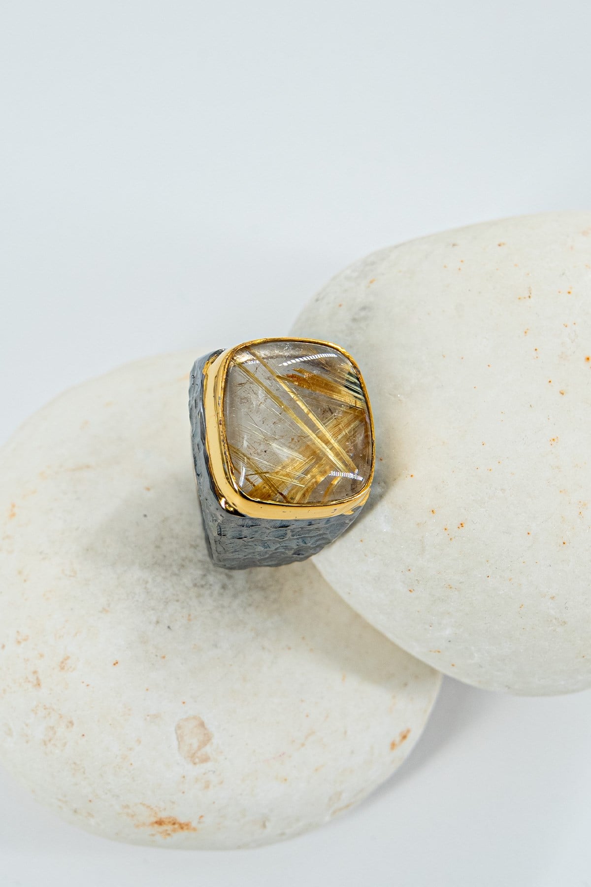 Rutil Quartz Taşlı Gümüş Yüzük