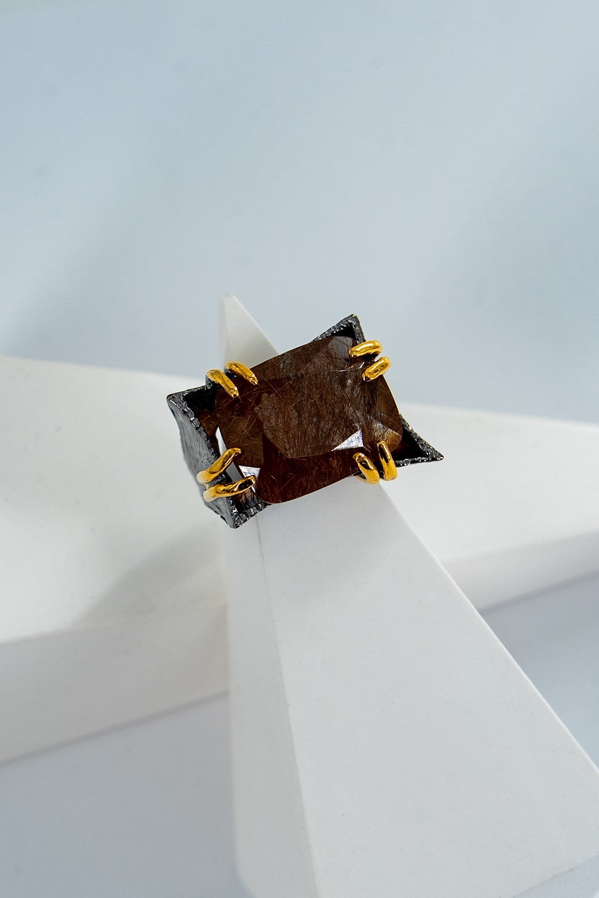 Rutil Quartz Taşlı Gümüş Yüzük