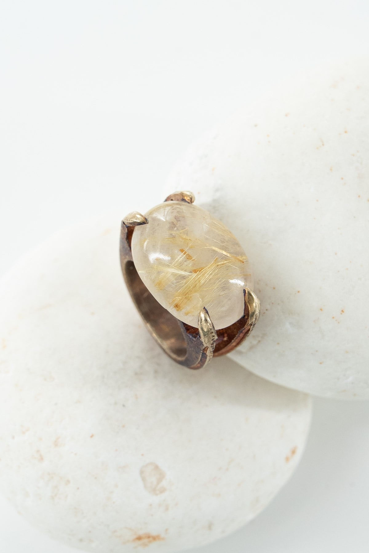 Rutil Quartz Taşlı Gümüş Yüzük