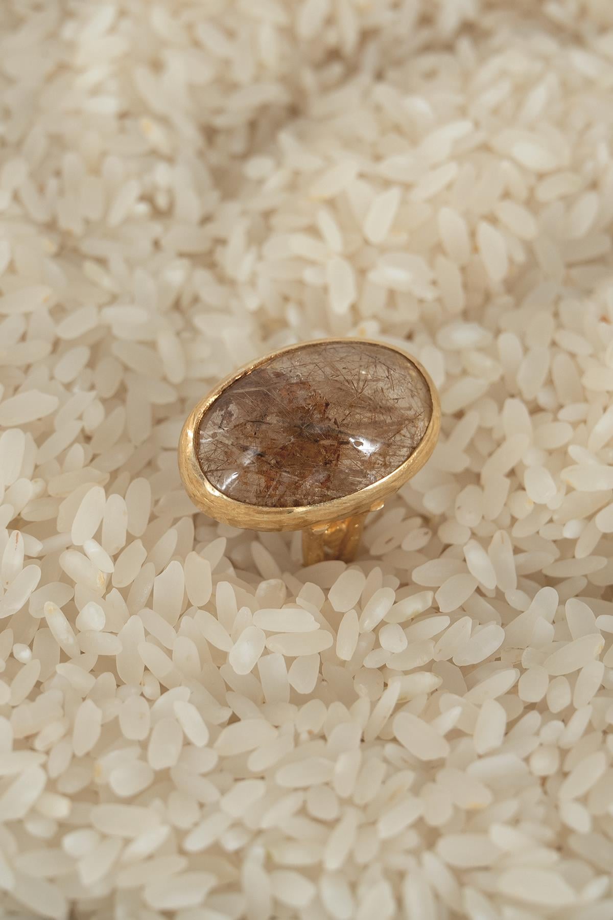 Rutil Quartz Taşlı Gümüş Yüzük 14.45 gr