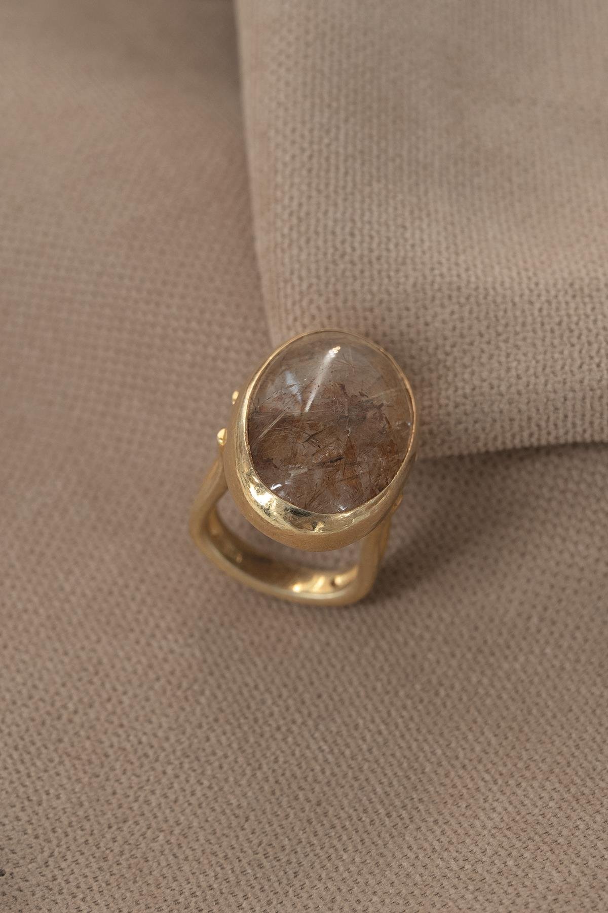 Rutil Quartz Taşlı Gümüş Yüzük 14.45 gr