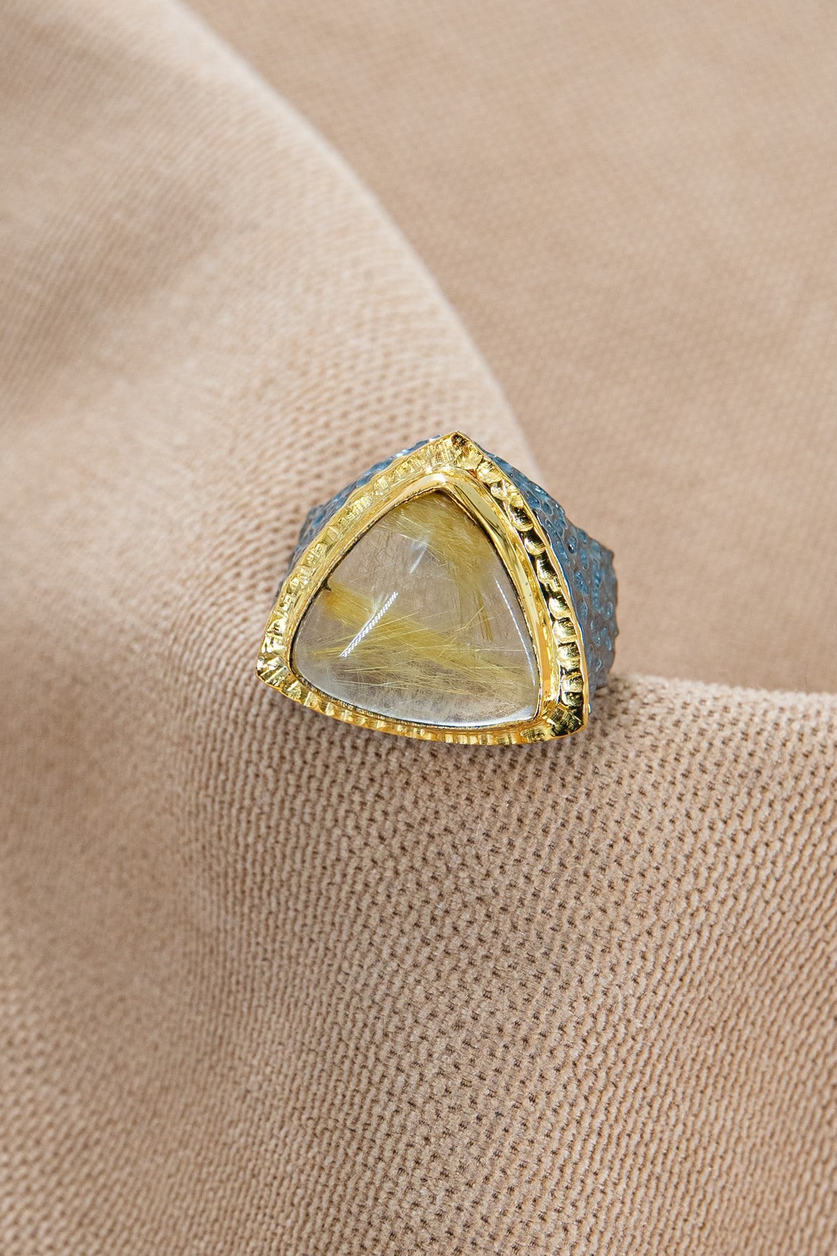 Rutil Quartz Taşlı Gümüş Yüzük