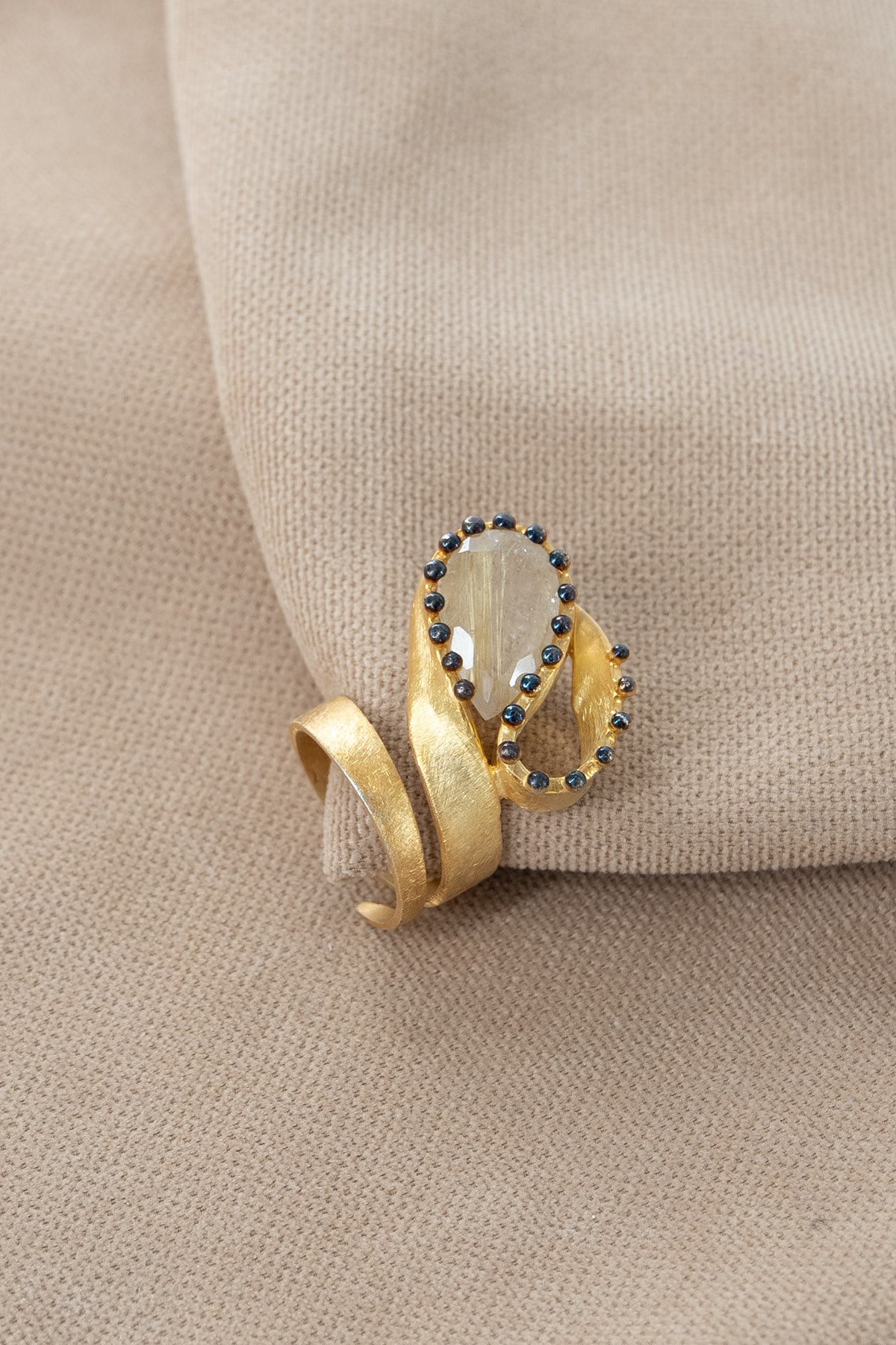 Rutil Quartz Taşlı Gümüş Yüzük