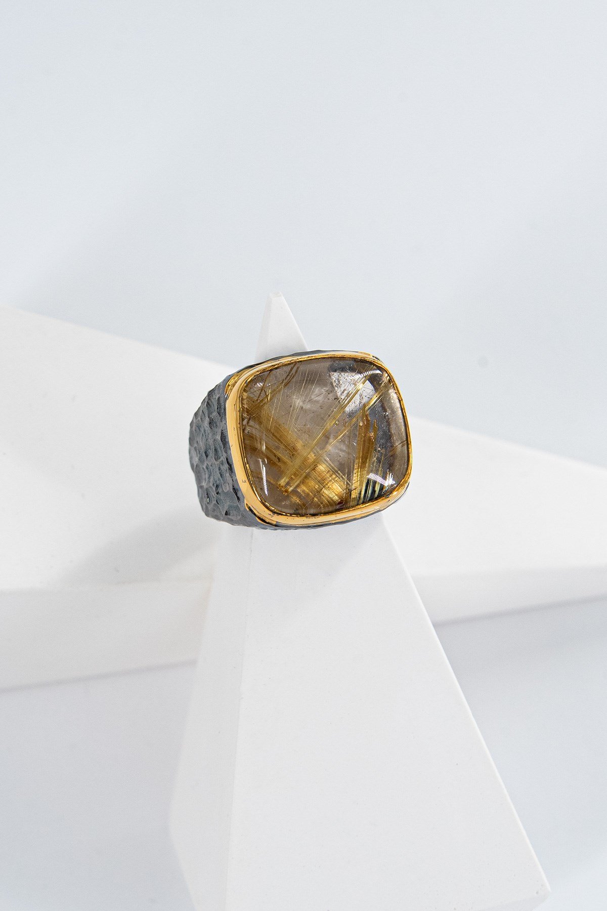 Rutil Quartz Taşlı Gümüş Yüzük