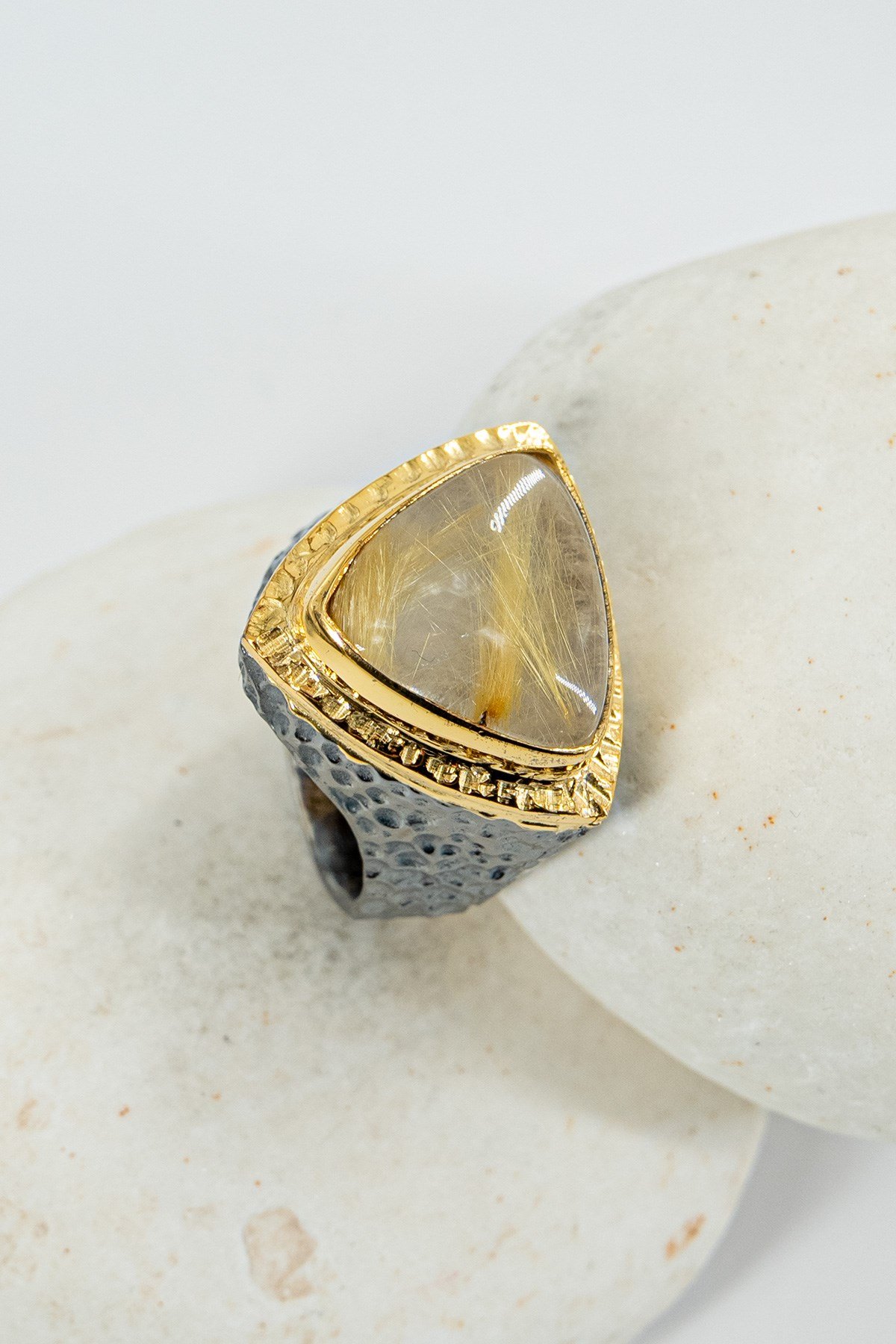 Rutil Quartz Taşlı Gümüş Yüzük