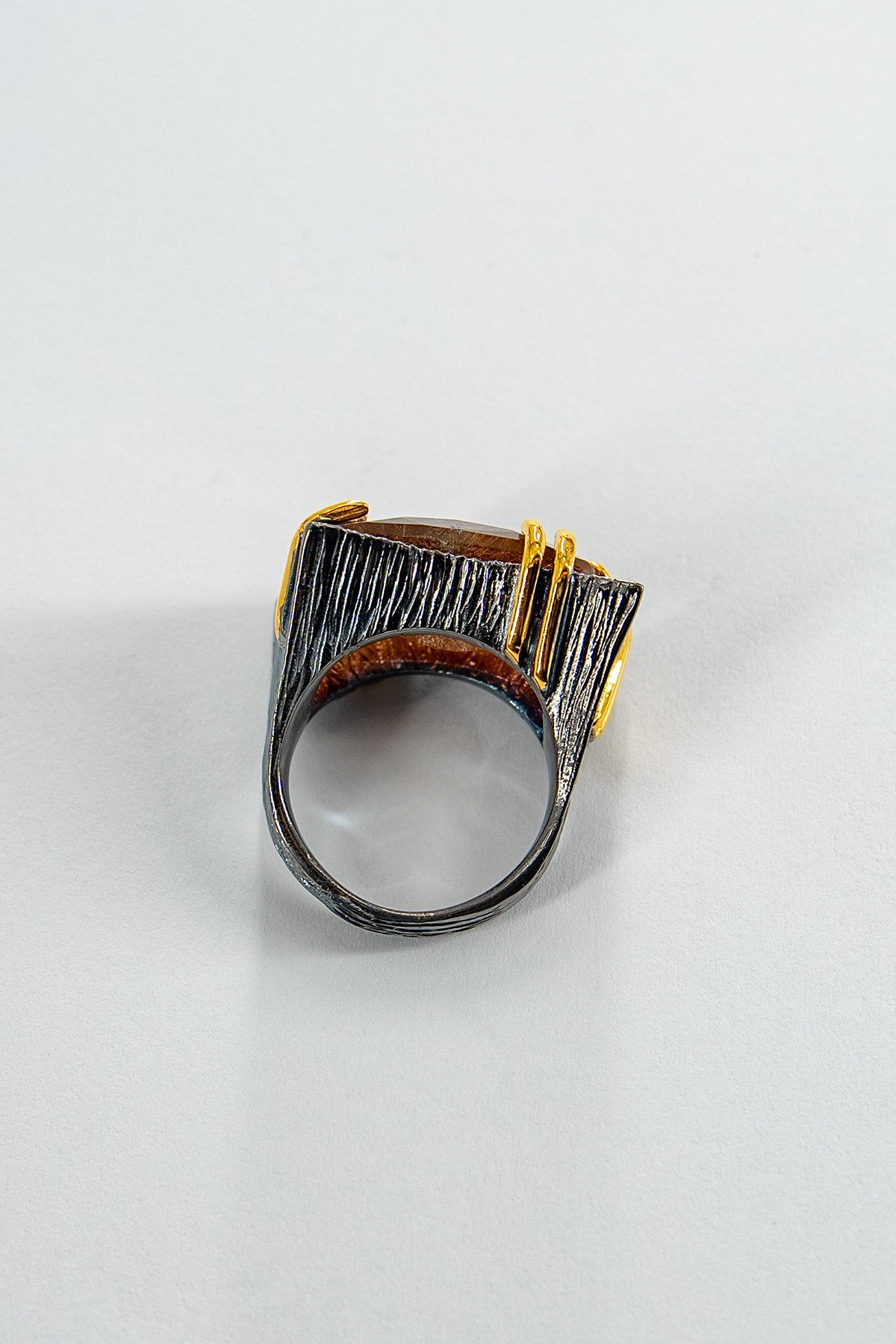 Rutil Quartz Taşlı Gümüş Yüzük