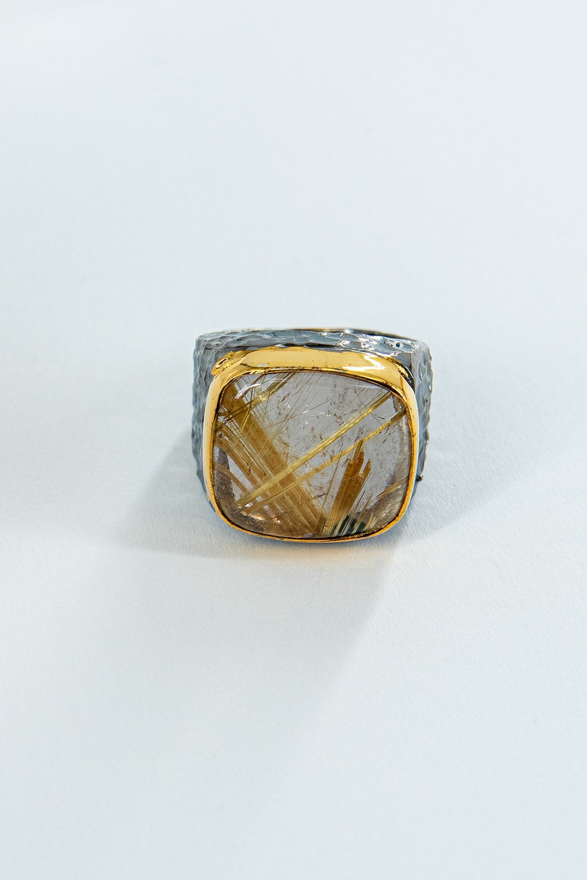 Rutil Quartz Taşlı Gümüş Yüzük