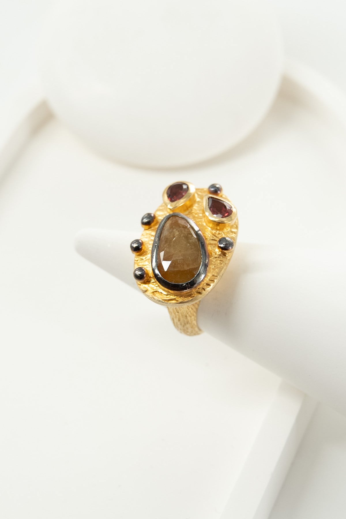 Safir & Garnet Taşlı Gümüş Yüzük
