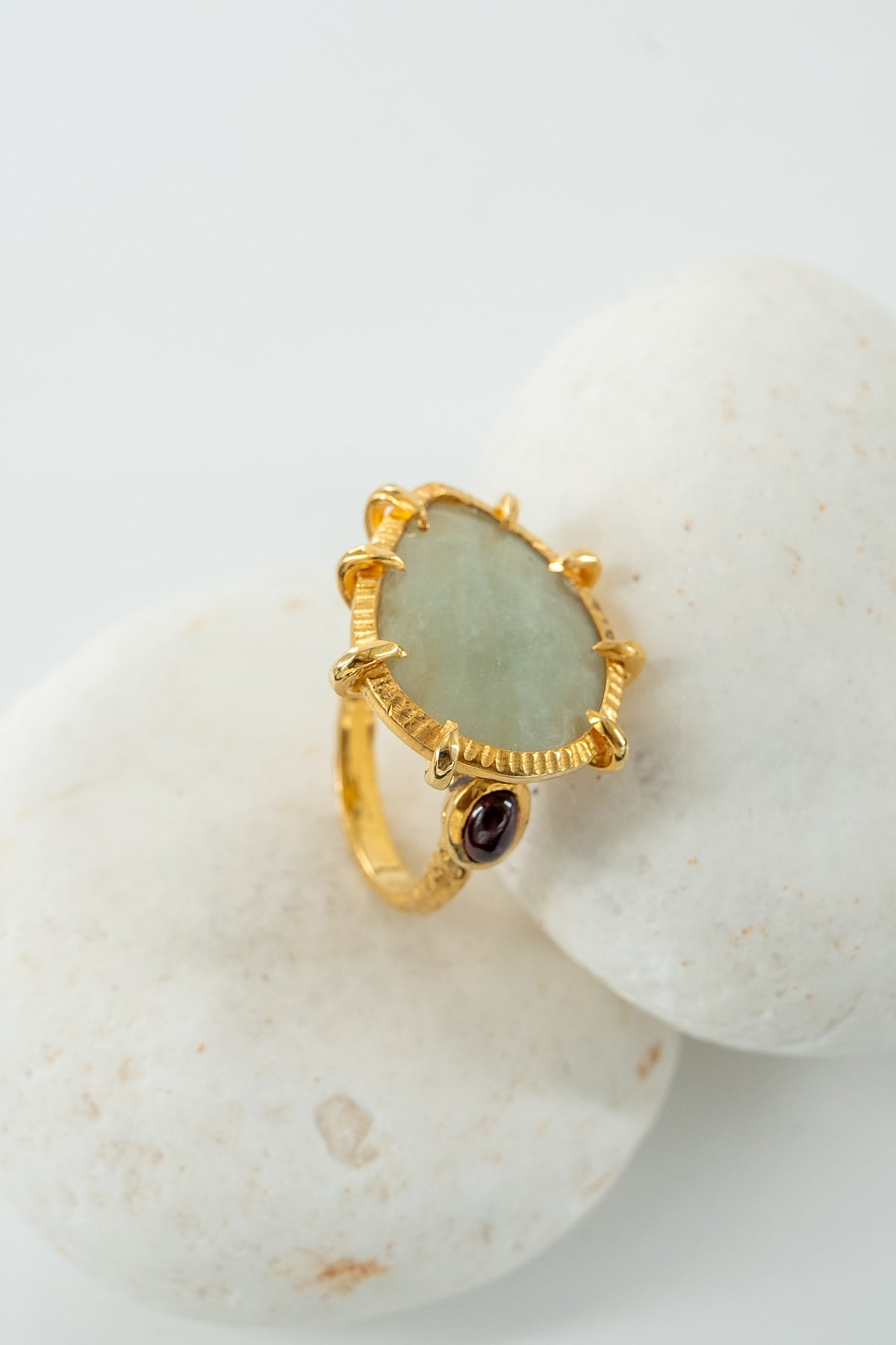 Safir & Garnet Taşlı Gümüş Yüzük